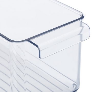 relaxdays Frischhaltedose 5 x länglicher Kühlschrank Organizer, Kunststoff