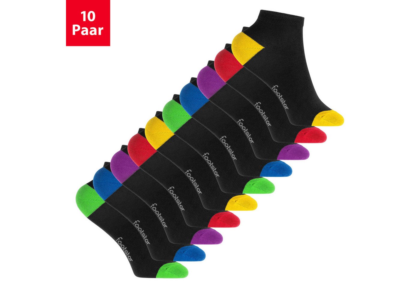 Footstar Kurzsocken Kinder Baumwoll Kurzschaft Socken (10 Paar) Ferse-Spitze