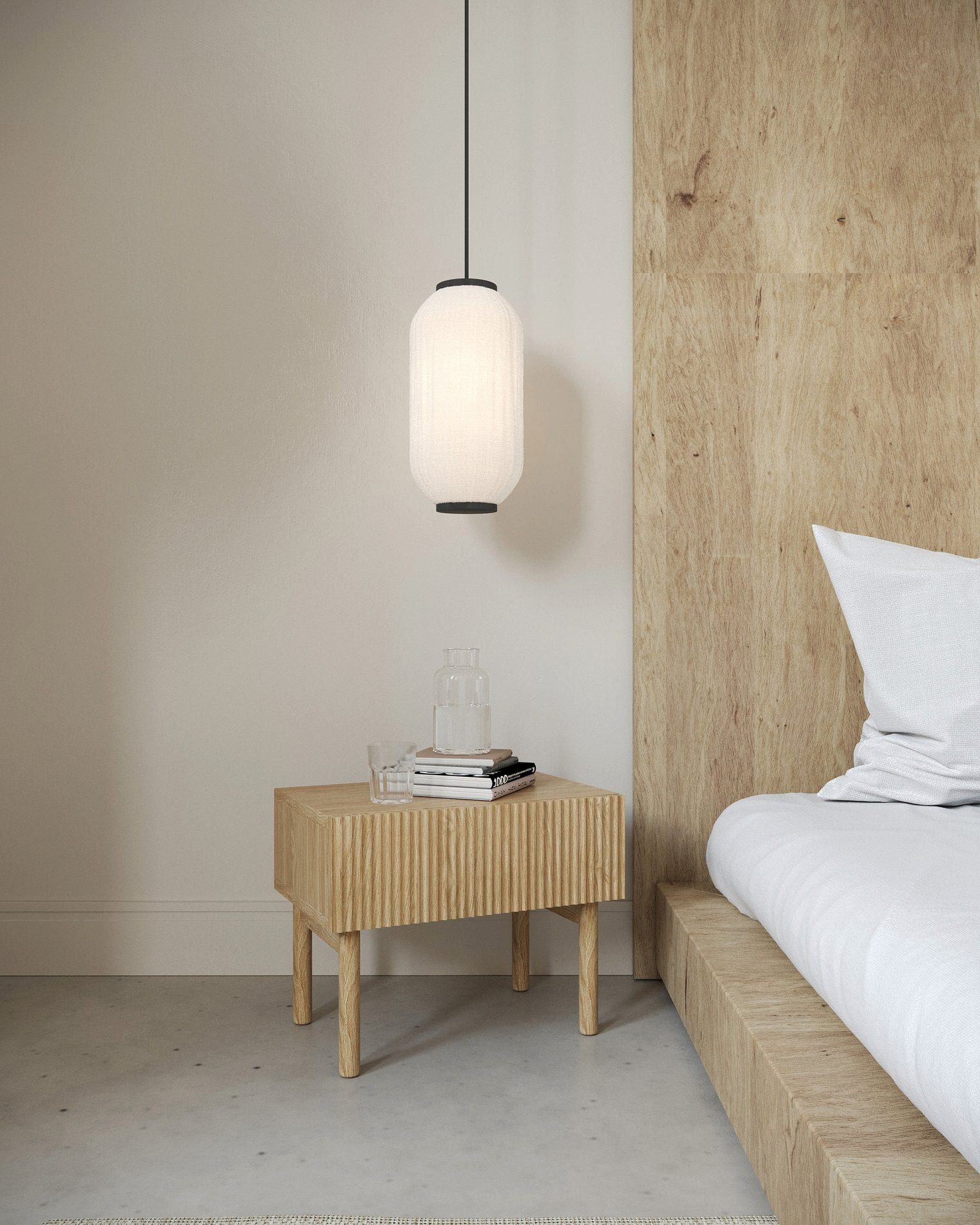 Selsey Nachttisch NOLIE, mit Schublade, geriffelter Front und Beinen aus Massivholz, 50 cm