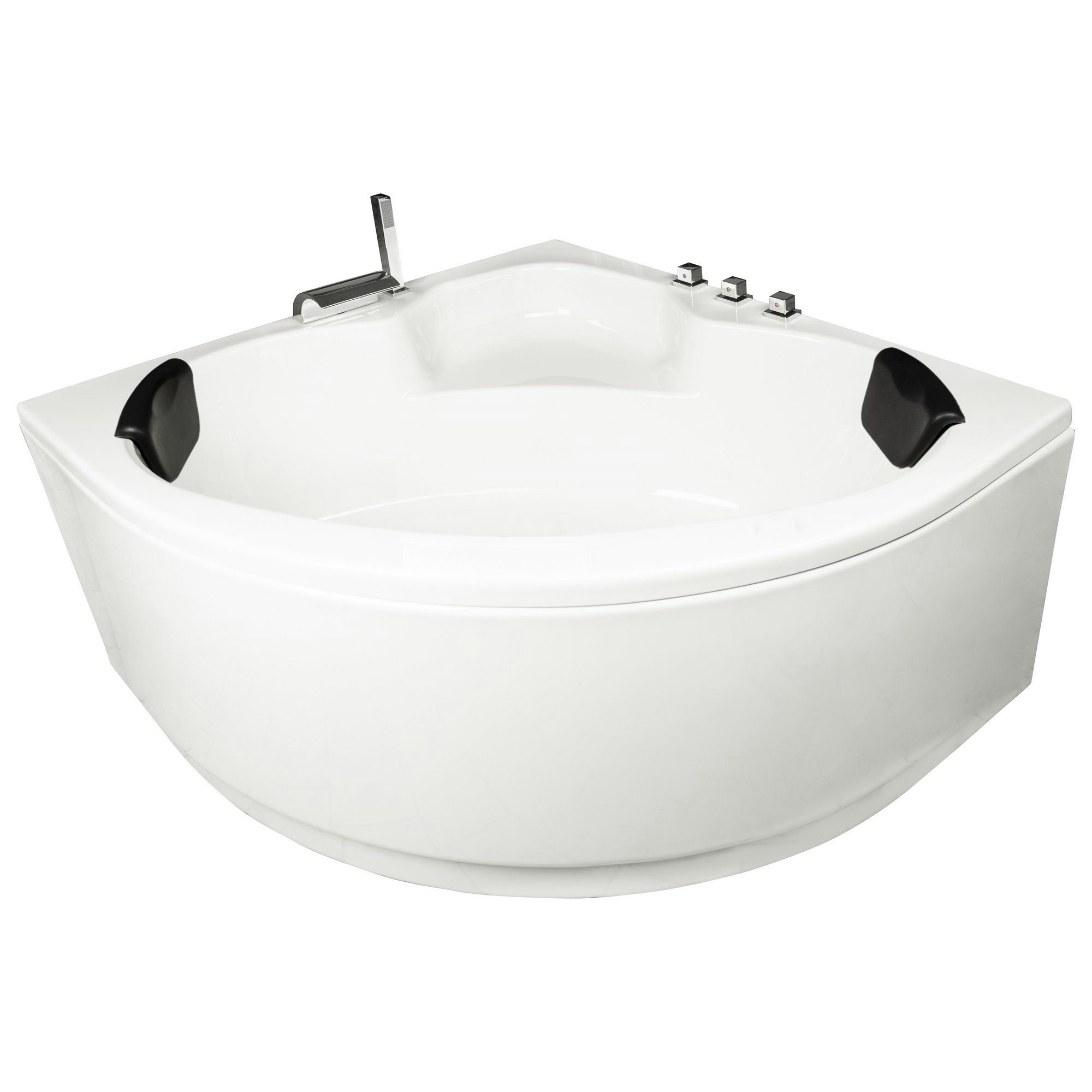 Basera® Badewanne Eck-Badewanne Maui 130 x 130 cm, (Komplett-Set), mit Wasserfall, LED und Kopfstützen