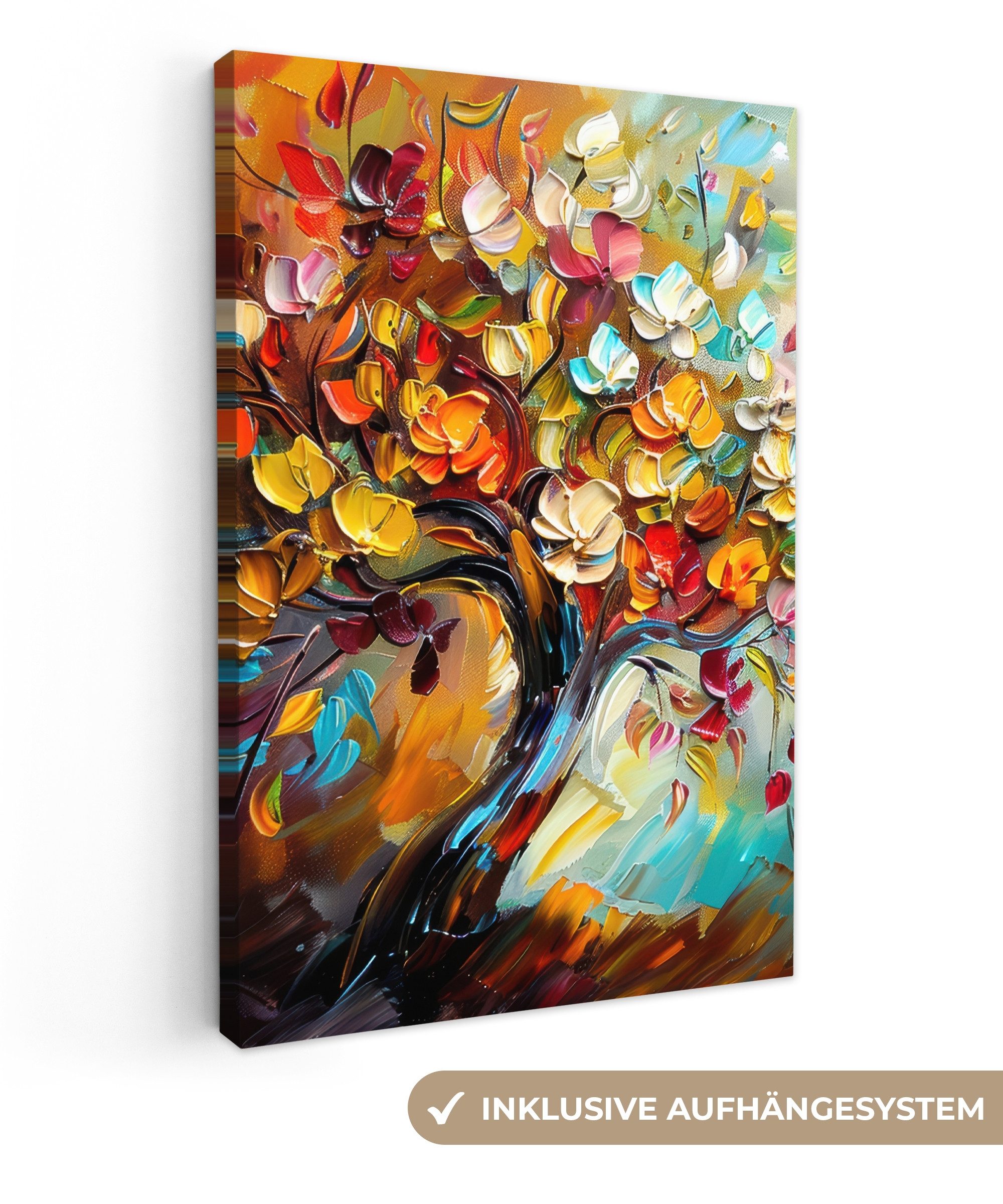 OneMillionCanvasses® Leinwandbild Baum - Abstrakt - Farbenfroh - Blumen, Fo günstig online kaufen