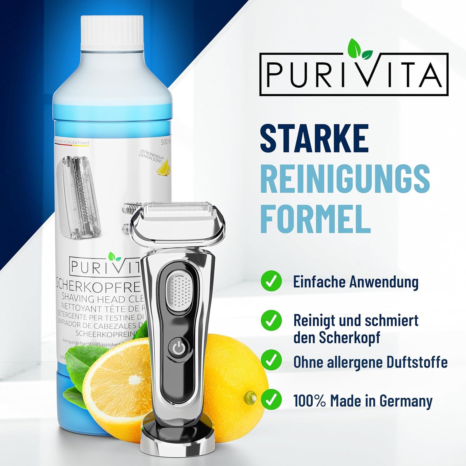 Purivita PURIVITA® Scherkopfreiniger Nachfüllflüssigkeit 500ml Scherkopfreiniger
