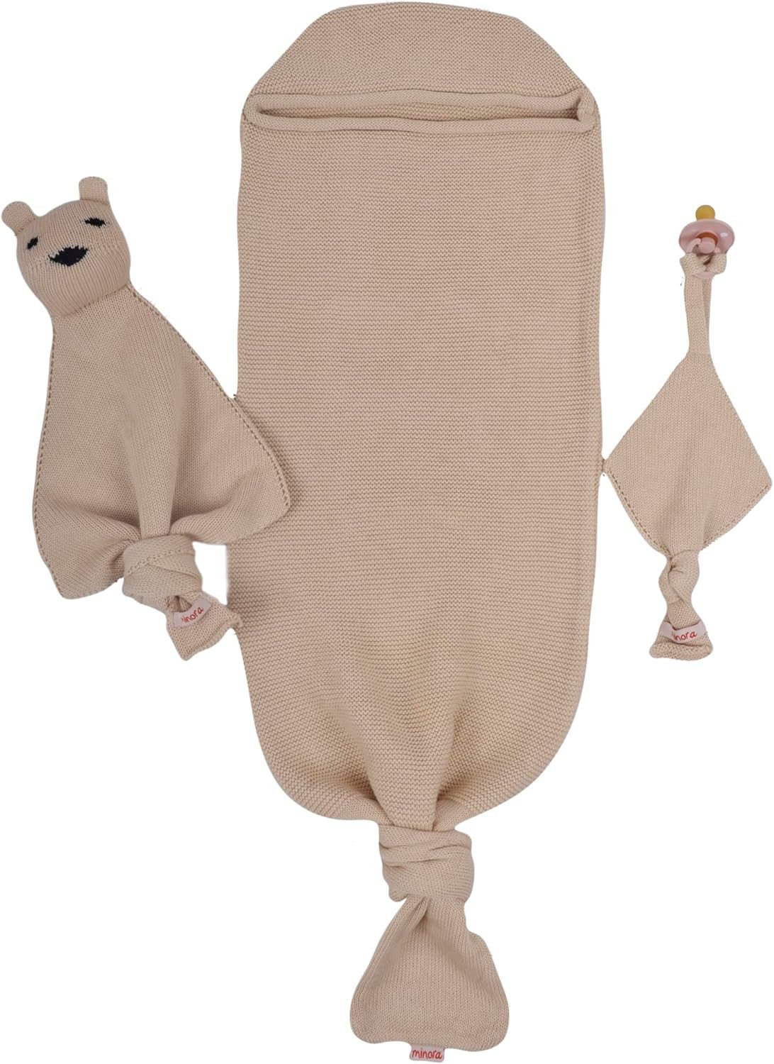 Babydecke Minora Baby Strickwaren Cocoon-Tedy Swaddle Set, 0-8 Monate, Mino günstig online kaufen