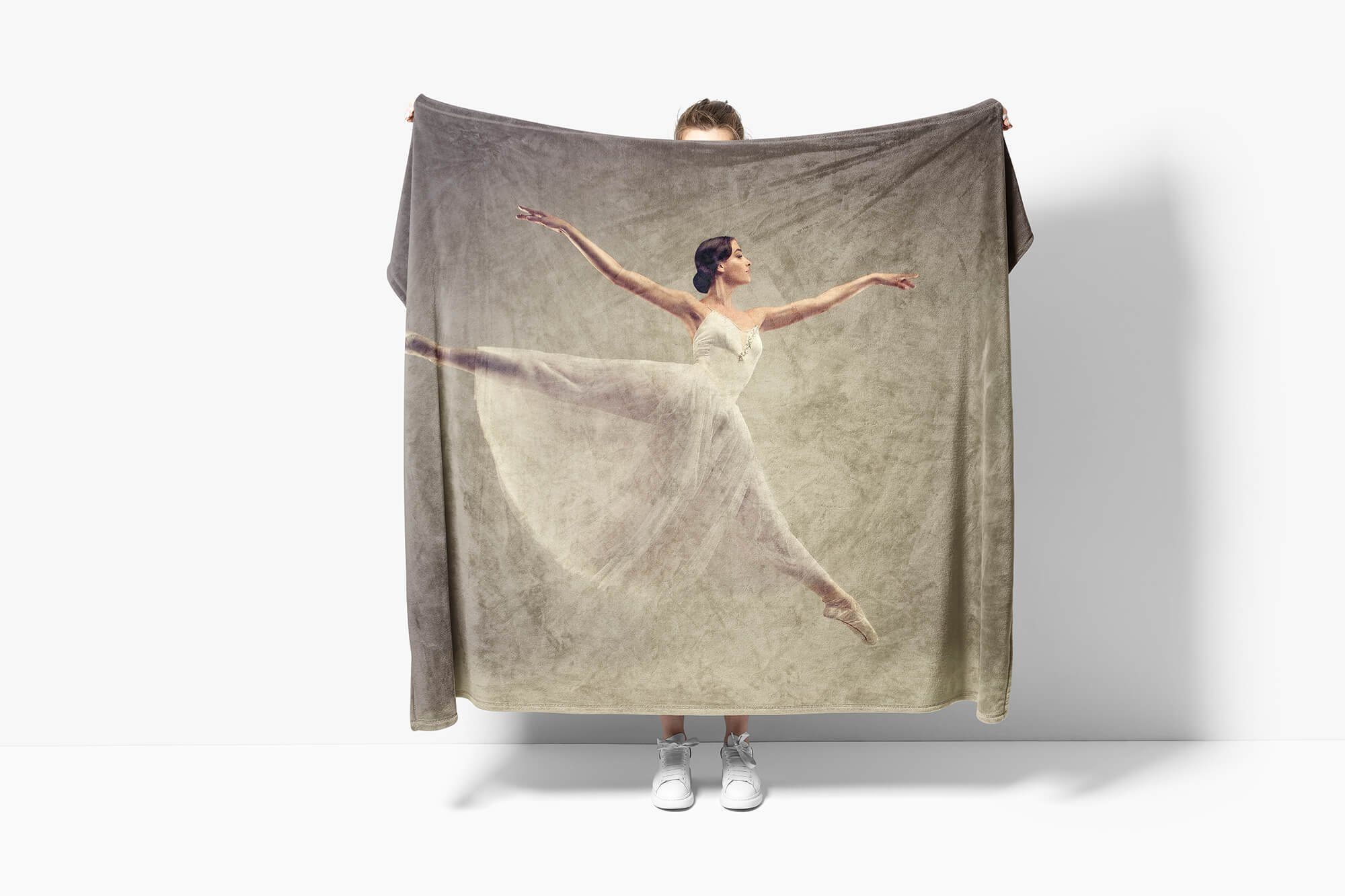 (1-St), Baumwolle-Polyester-Mix Sinus Fotomotiv schöne Handtuch Ballerina F, Strandhandtuch Art Handtuch Saunatuch Kuscheldecke mit Handtücher