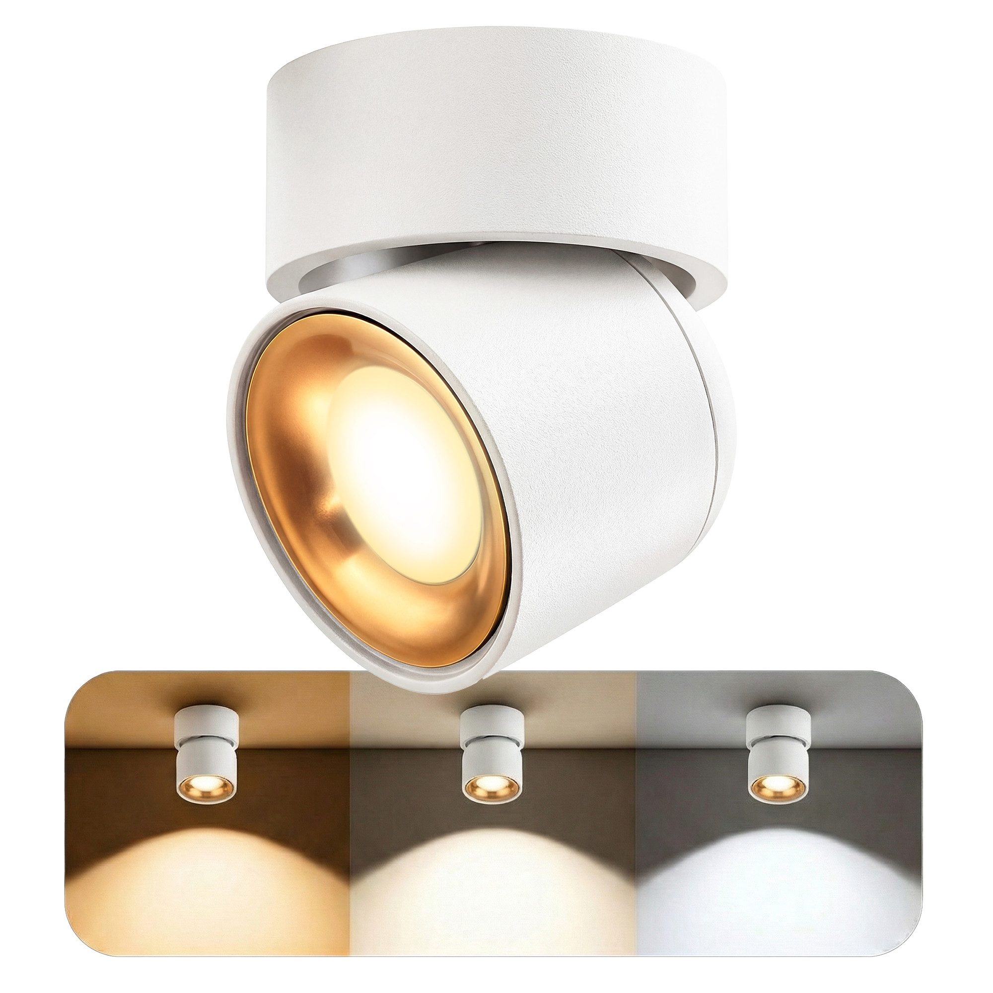 SSC-LUXon LED Außen-Deckenleuchte Deckenspot AYONA schwenkbar IP54 mit LED GU10 dimmbar 6W 3 Lichtmodi, Neutralweiß, Warmweiß, Tageslichtweiß