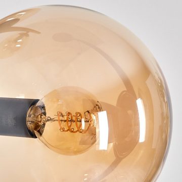 hofstein Stehlampe Stehlampe aus Metall/Glas in Schwarz/Bernsteinfarben, ohne Leuchtmittel, Leuchte mit Glasschirmen (15cm),Schalter, 3 x E14, ohne Leuchtmittel