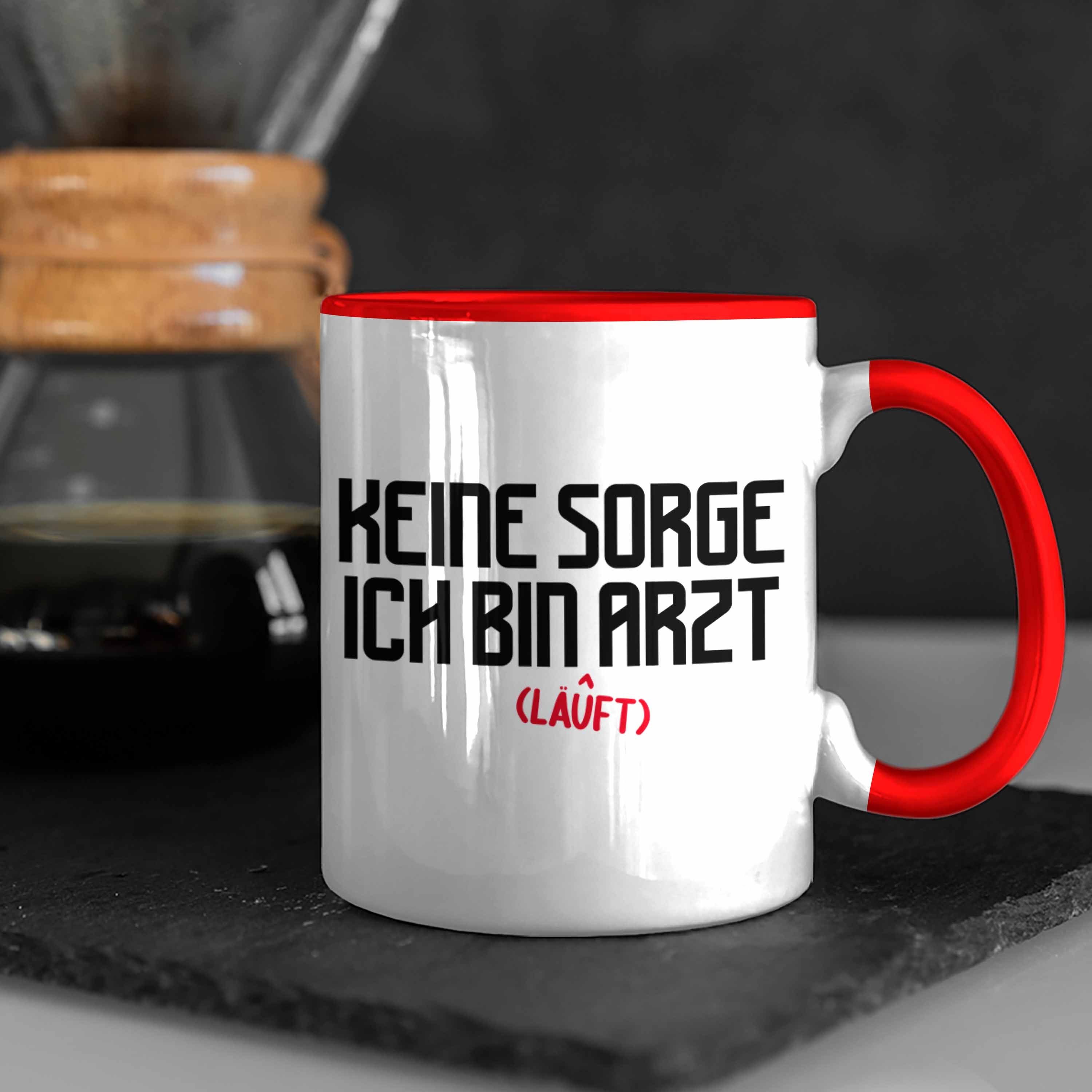 Trendation Tasse Trendation - Arzt Lustig Geschenk Arzt Männer für Krankenhaus Geschenkidee Ärzte Kaffeetasse Rot Tasse