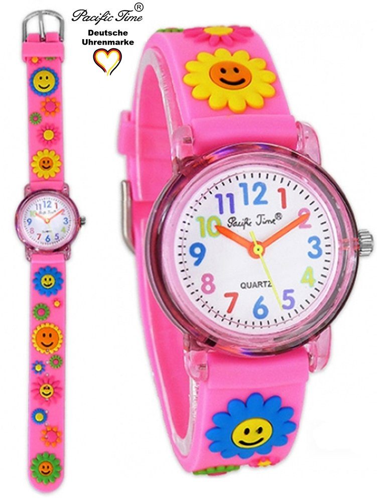 Pacific Time Quarzuhr Kinder Armbanduhr Blumen Silikonarmband, Gratis Versand