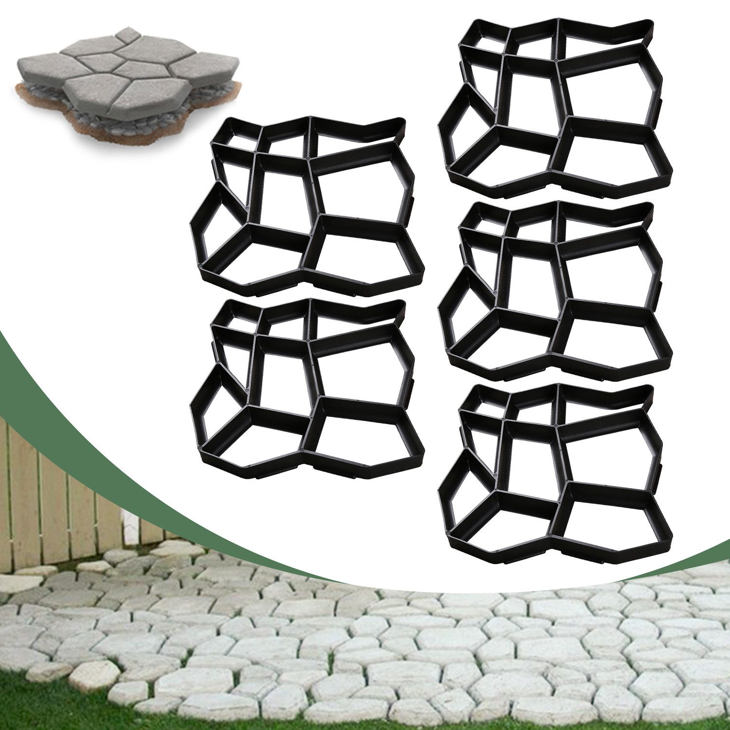 Clanmacy Gipsfaserplatten 1-5x DIY Pflasterform Gehweg günstig online kaufen