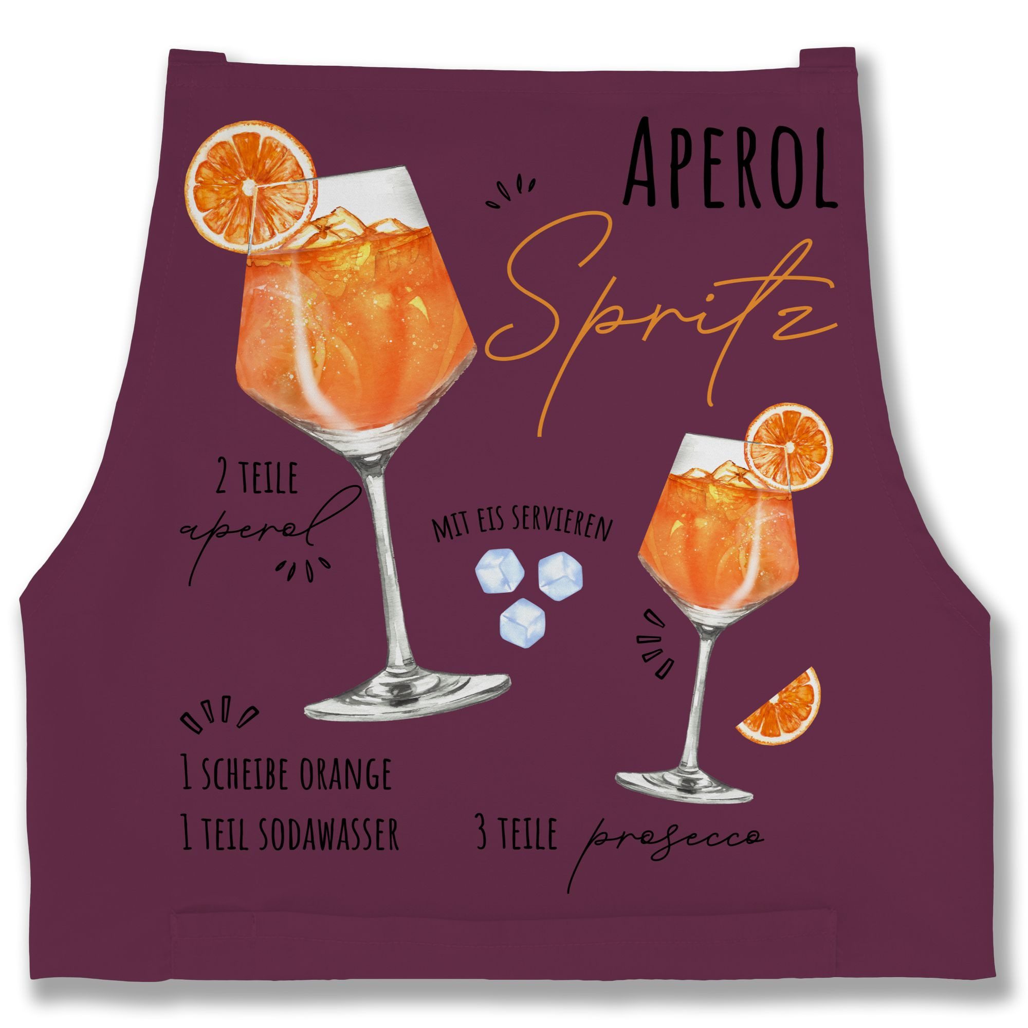 Shirtracer Kochschürze Aperol Spritz Rezept I Lustig Geschenk Aperolfan Fanartikel, (1-tlg), Karneval & Fasching