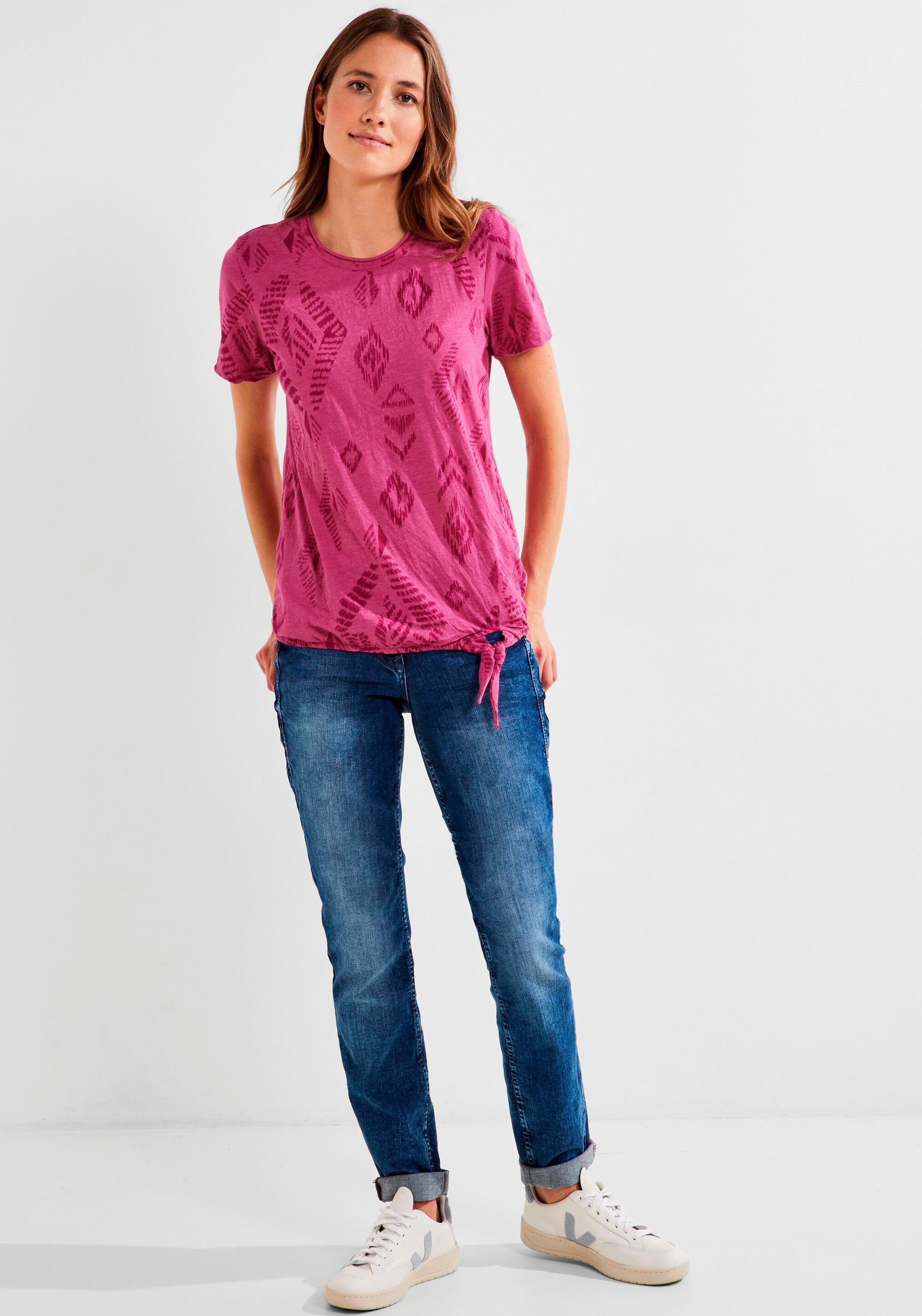 pink meliert Knotendetail mit T-Shirt Cecil