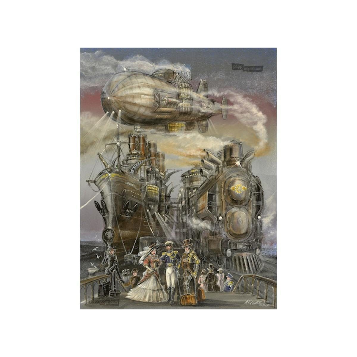 pappnoptikum Grußkarte 2018 Das Steampunk - große Dampfrennen - (Klappkarte)