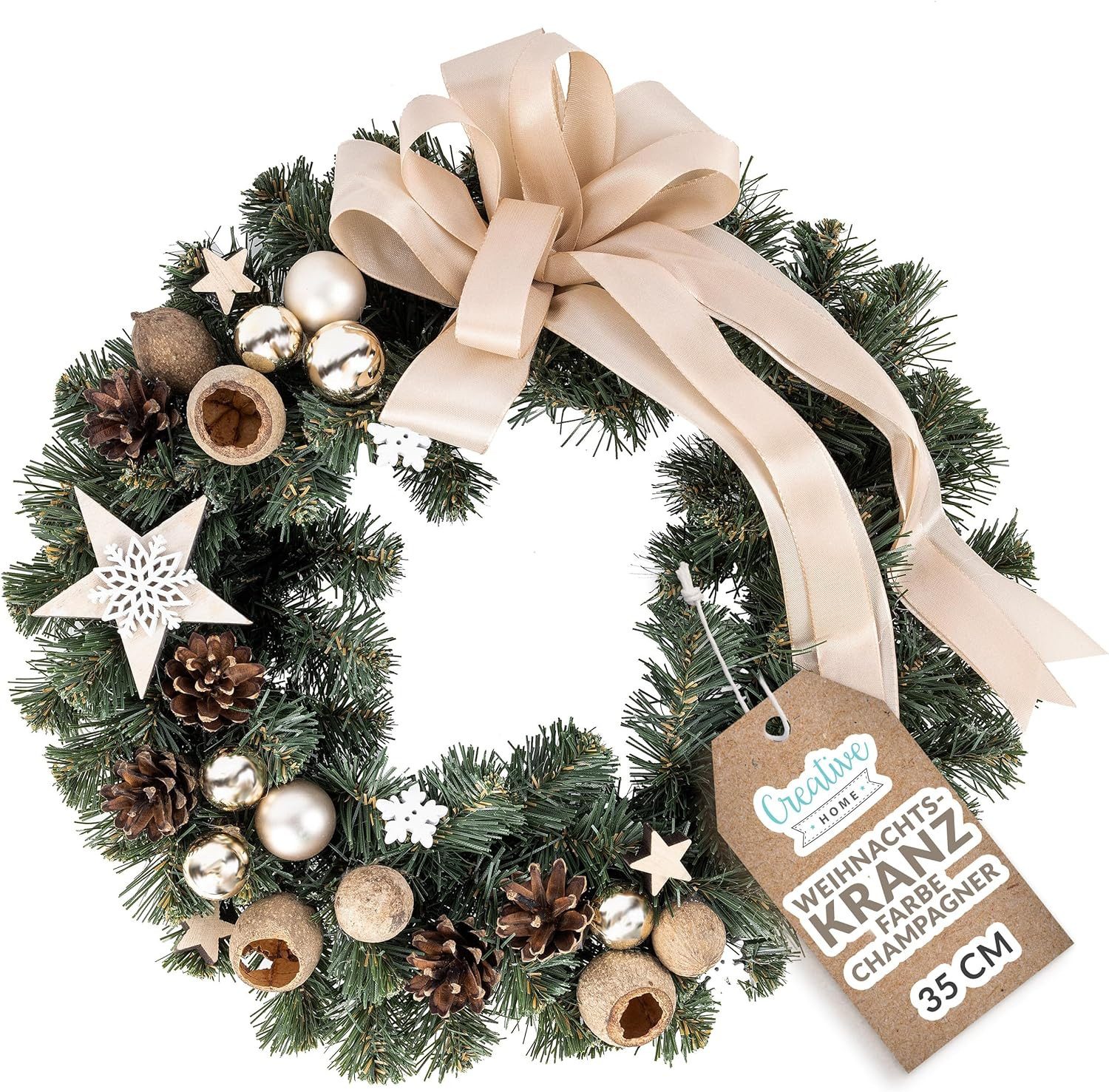Kunstkranz Weihnachtskranz Türkranz Weihnachten Künstlich Durchmesser 35 cm, Creative Home