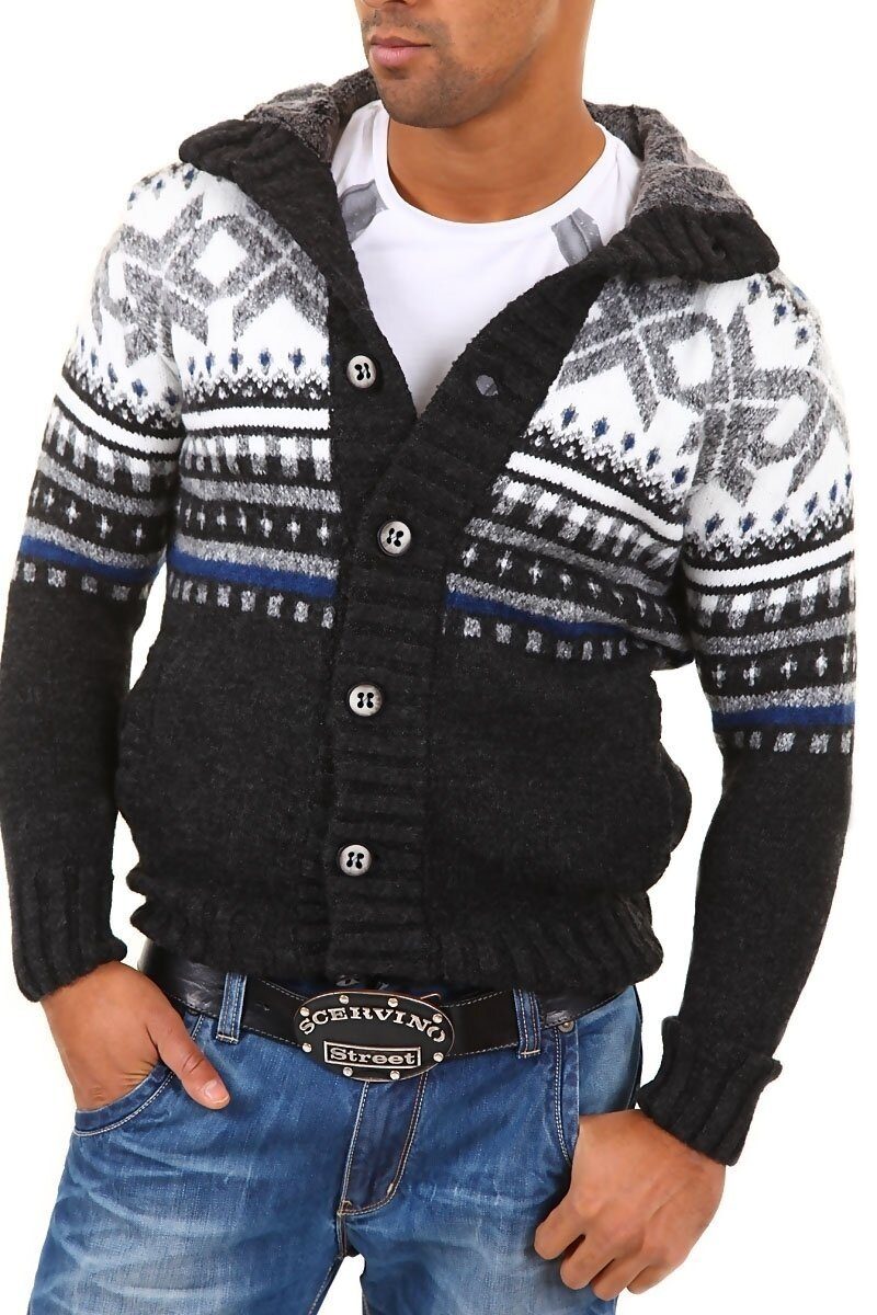 behype Strickjacke CRSM mit modischem Norweger-Muster günstig online kaufen