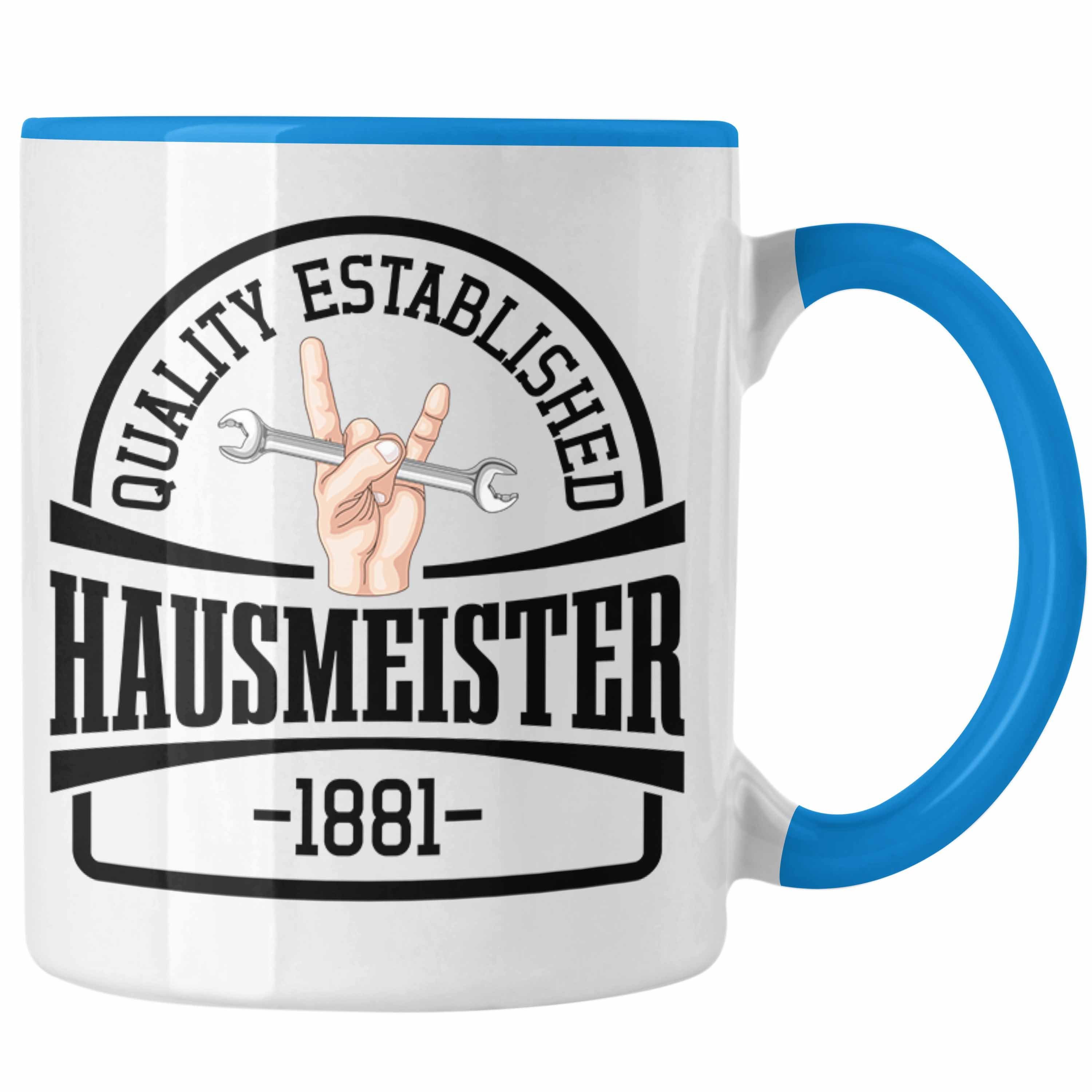 Trendation Tasse Trendation - Hausmeister Tasse Geschenke Lustig Spruch Haustechniker Blau