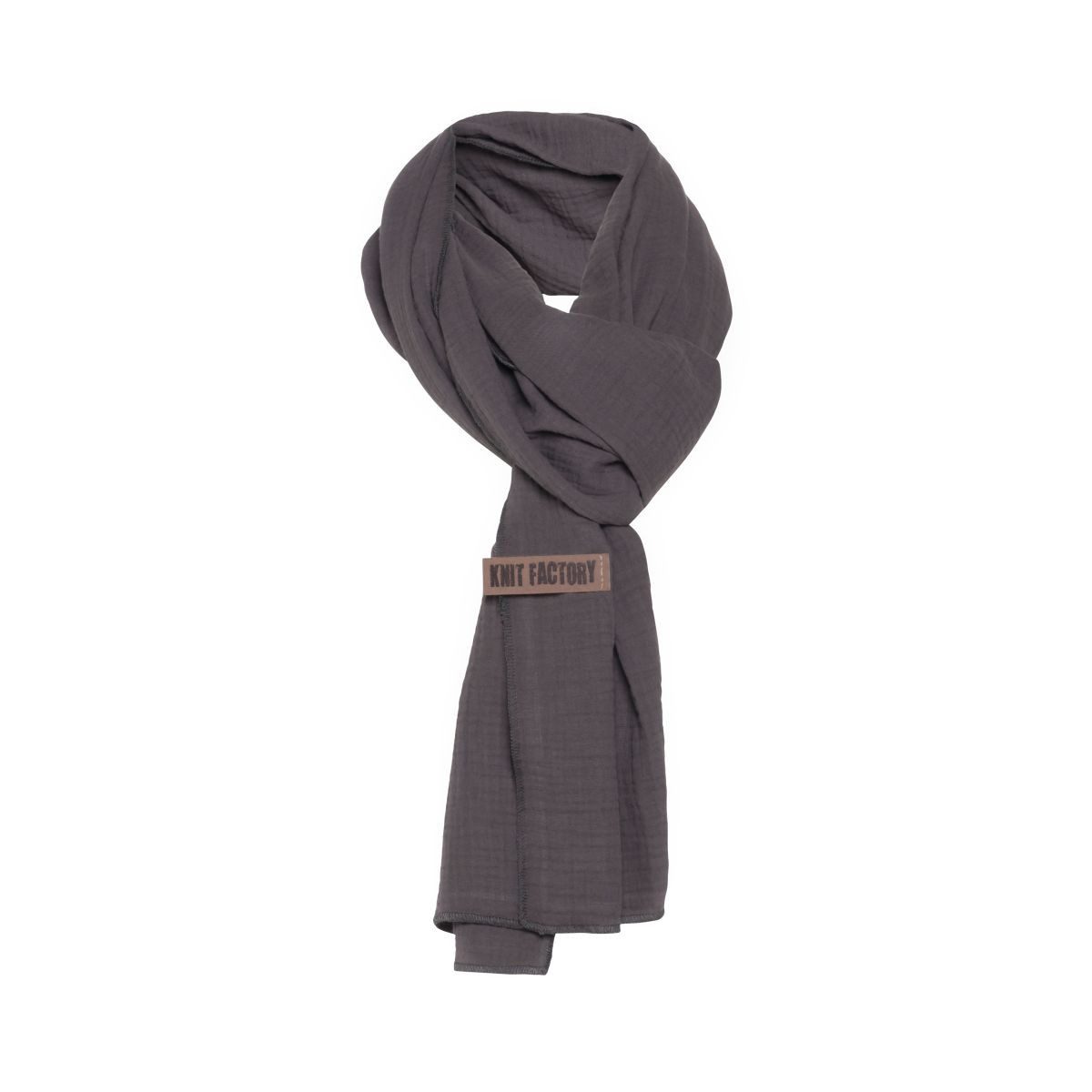 Knit Factory Schal Liv Schals 200x40 cm Glatt Anthrazit, (1-St), Schal Strickschal Umhängetuch Tuch Strickware