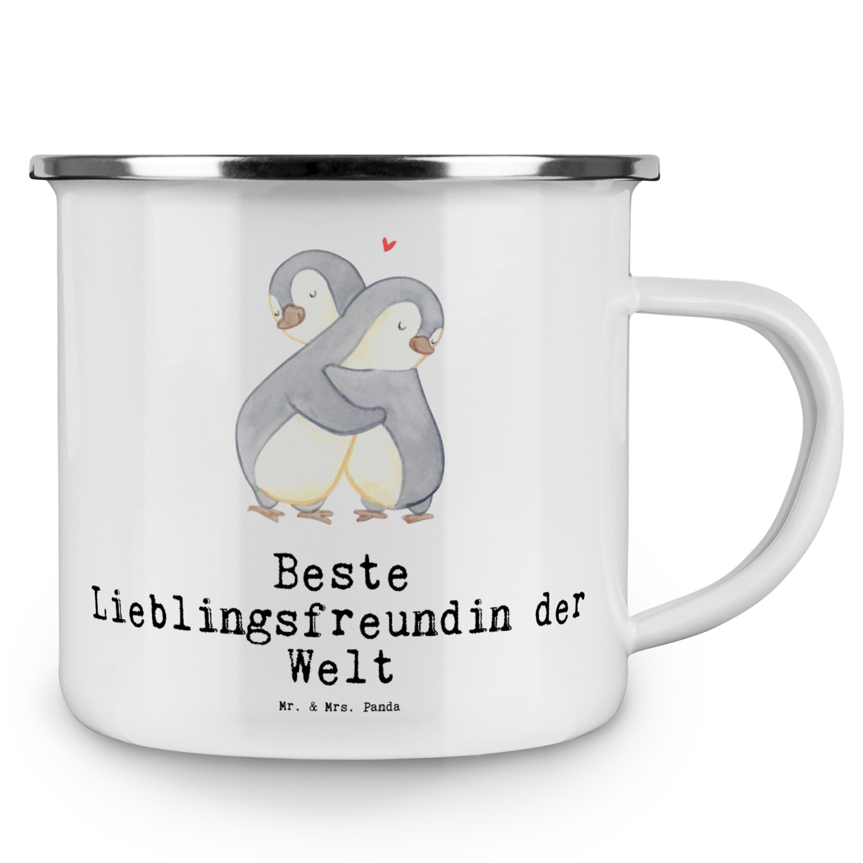 Beste Welt - & Geschenk, - Emaille Emaille Mr. der Pinguin Becher Panda Lieblingsfreundin Weiß Mrs. C,
