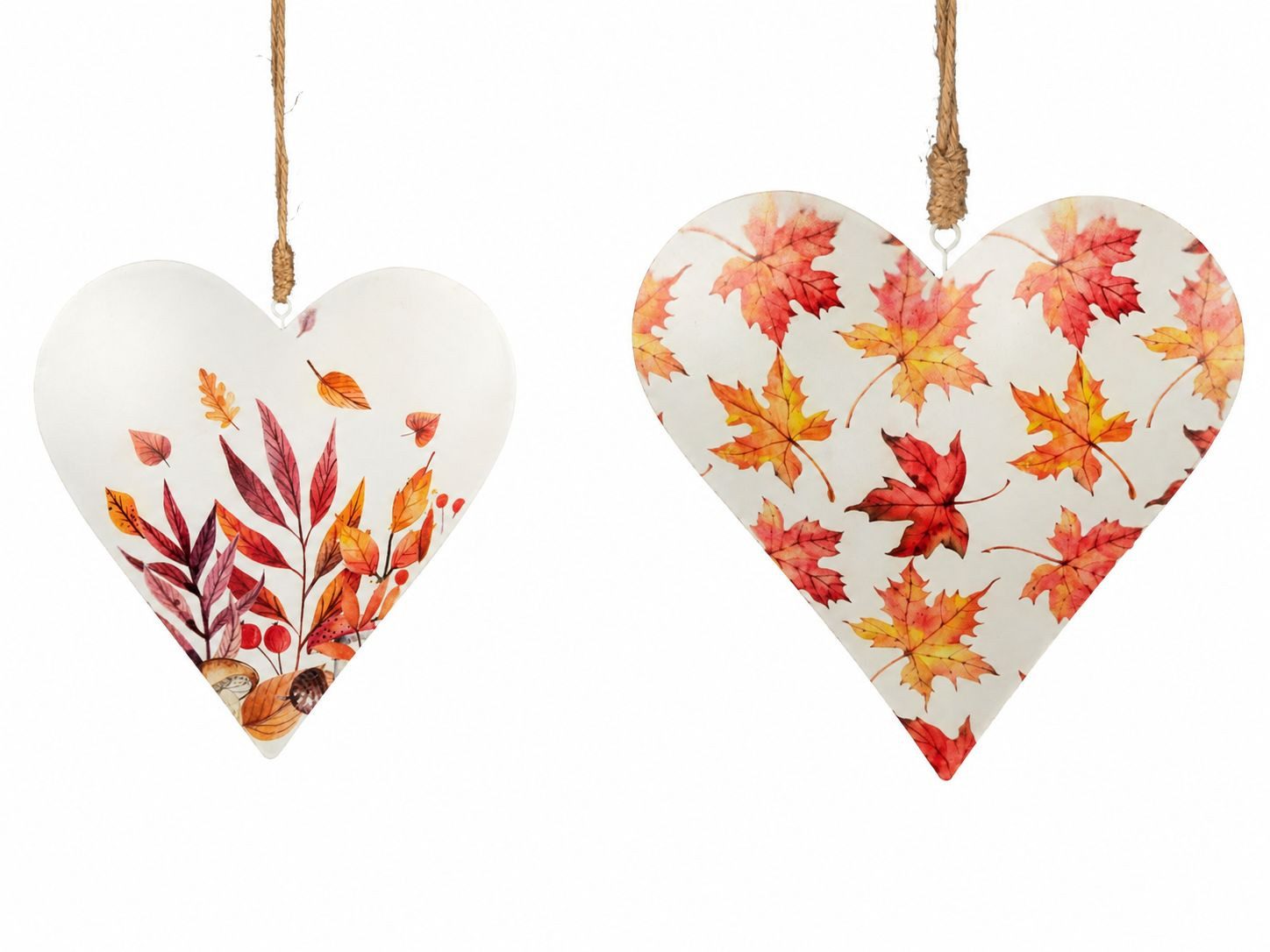 formano Dekohänger Dekohänger Herzen Herbstlaub 2er Set Metall 15 oder 20 cm, Fensterdeko