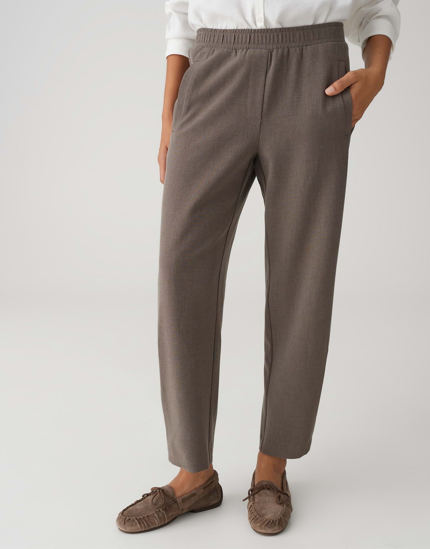 OPUS Stoffhose MYHA FLOW in feiner Mélange Optik Schmal zulaufendes Bein, weicher Griff, pflegeleicht