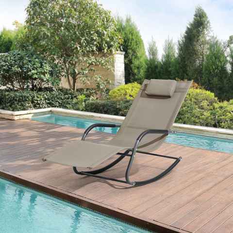 en.casa Gartenliege, »Caracena« Schaukelliege 147x63x89cm Sonnenliege bis 120kg Beige