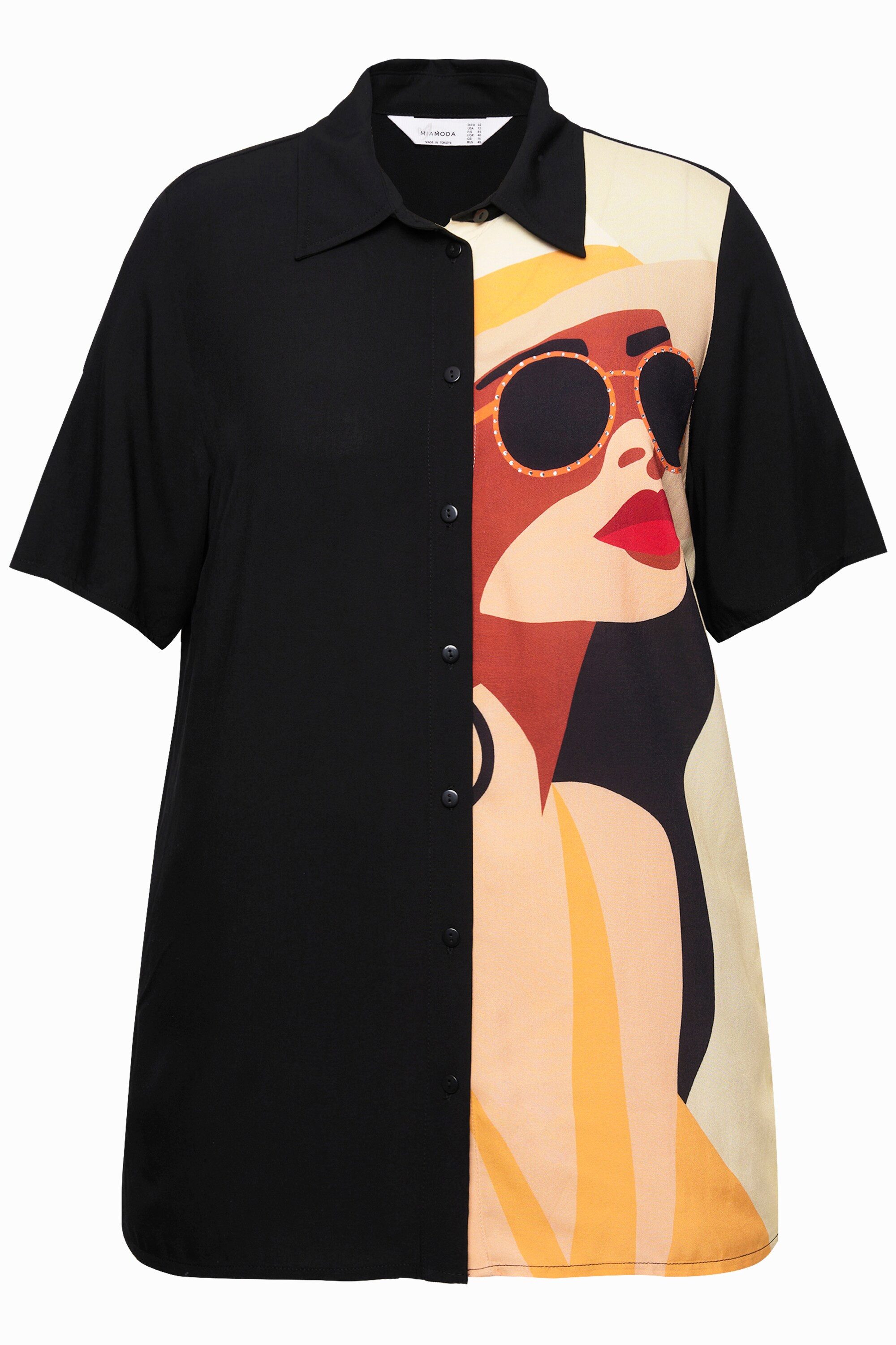 MIAMODA Hemdbluse Bluse A-Linie Frauen-Motiv Halbarm günstig online kaufen