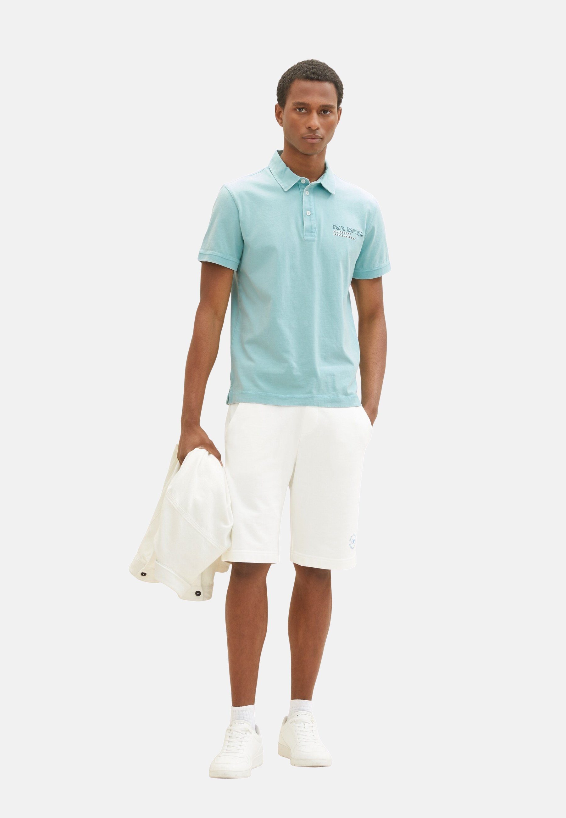 TOM TAILOR Poloshirt Poloshirt Kurzarmshirt mit hellblau Polokragen (1-tlg)