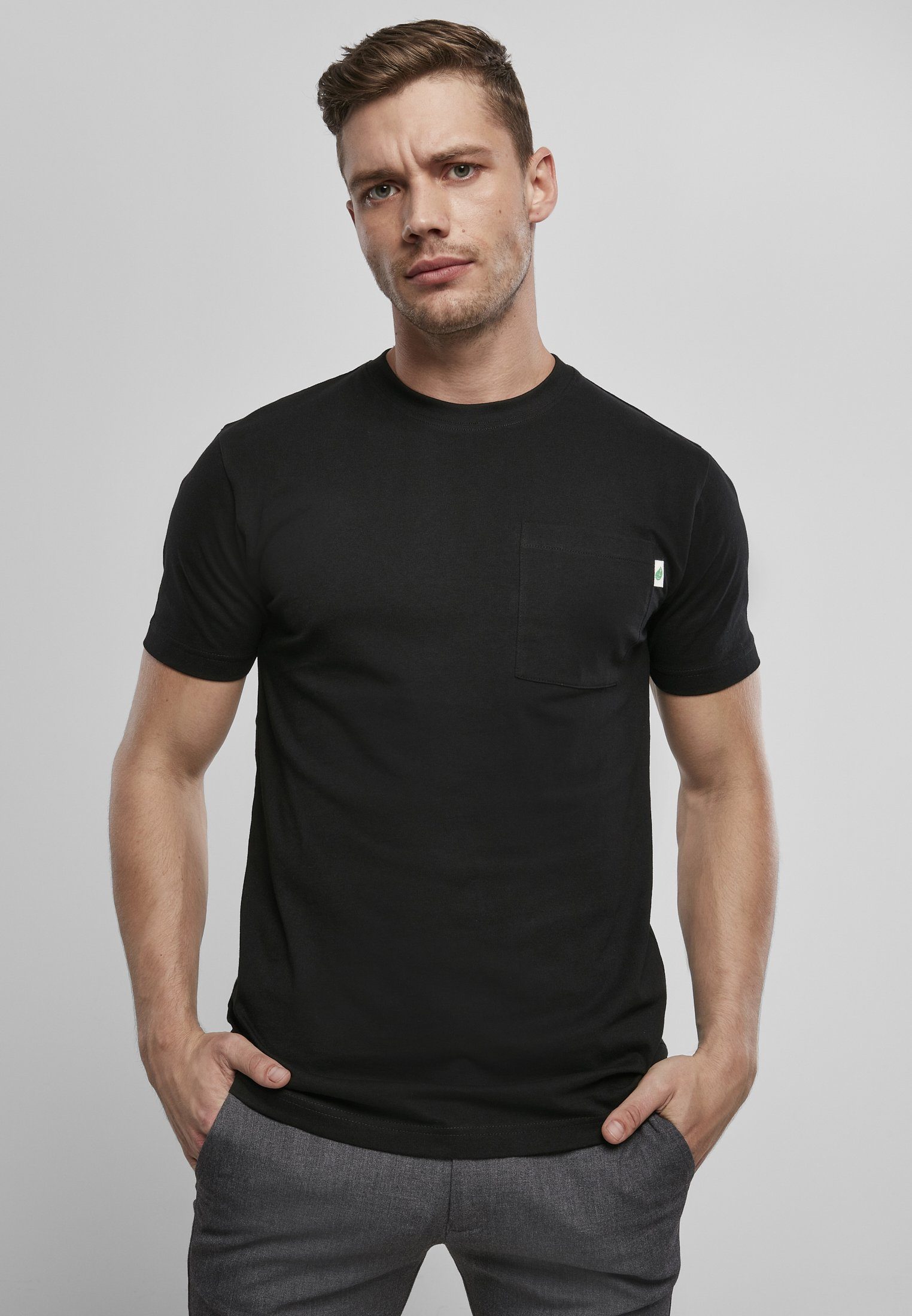 (1-tlg) black Basic Organic Cotton Tee CLASSICS Herren T-Shirt URBAN Pocket