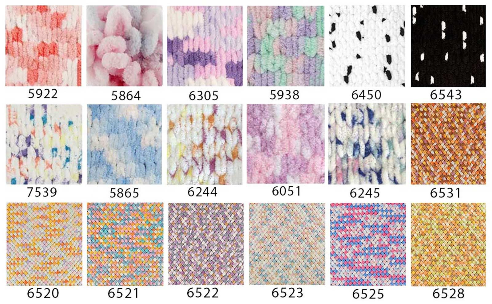 Alize 5 x 100g Strickgarn ALIZE Puffy Color Stricken ohne Nadeln Häkelwolle, 9 m (Sparpaket), 6492