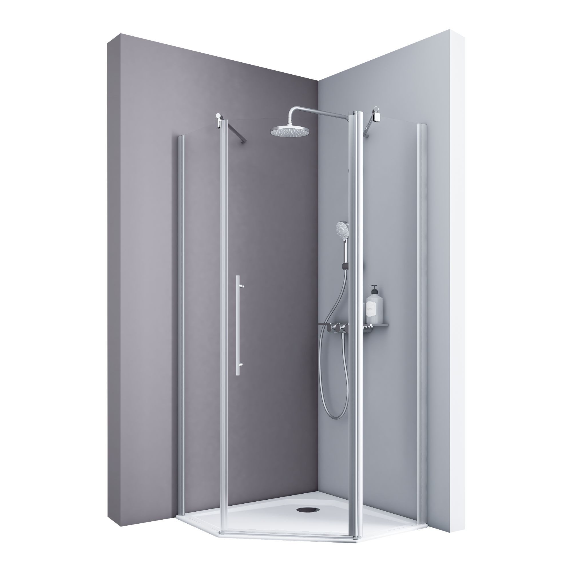 Schulte Fünfeckdusche Alexa Style 2.0, BxT: 90x90 cm, Sicherheitsglas, 3-tlg., 192 cm