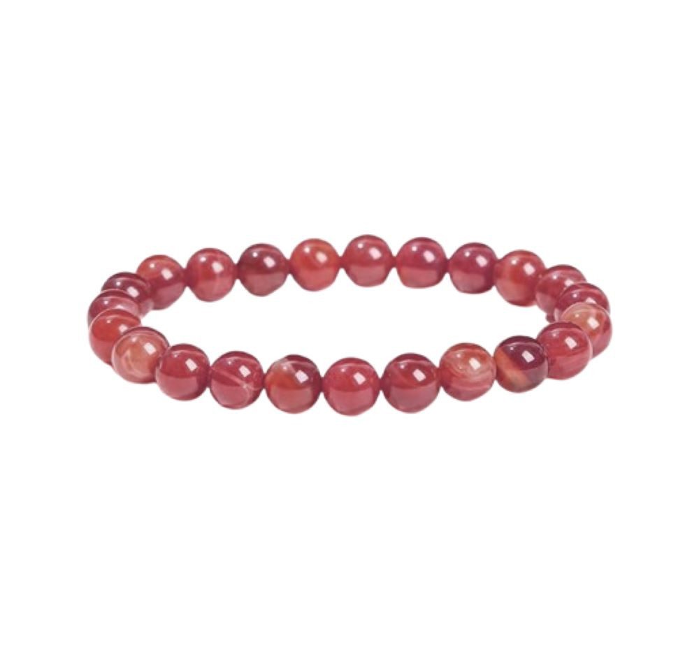 BUNGSA Armband Armband Naturstein-Perlen 8mm verschiedene Farben Unisex Achat rot (1 Armband, 1-tlg), Bracelet Armschmuck