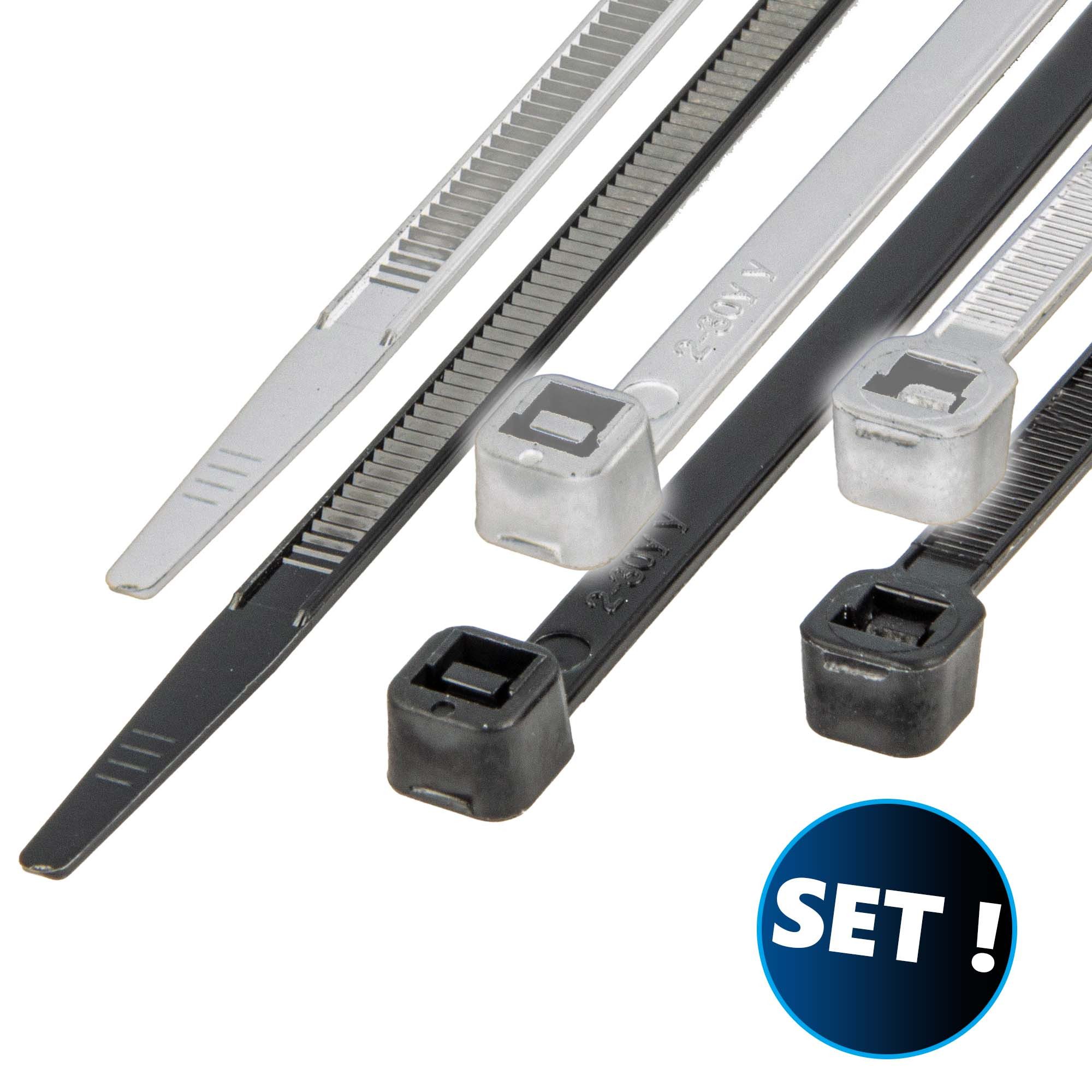 MASTERPROOF PROFESIONAL Kabelbinder Kabelbinder-Set 20-teilig 7,6 mm x 400 mm, UV-beständig