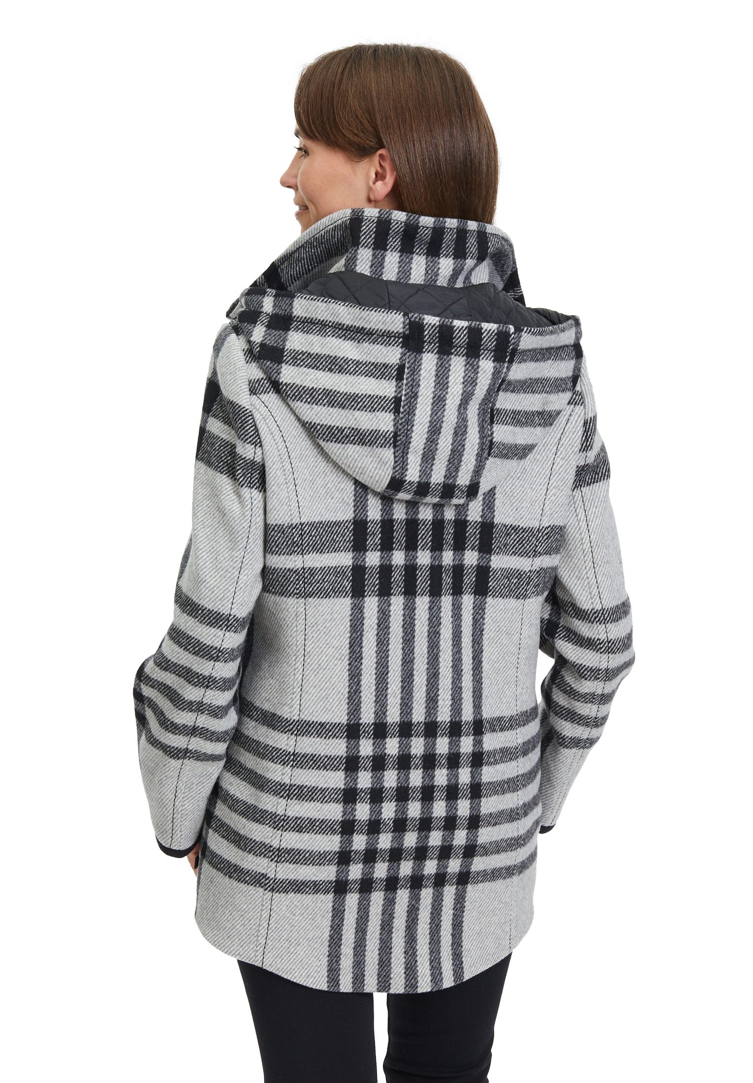 Gil Bret Wolljacke kariert mit Kapuze