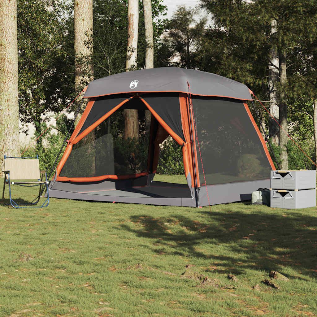 furnicato Faltzelt Familienzelt Kabine 317x317x225 cm Grau und Orange wasserdicht, (1 tlg)
