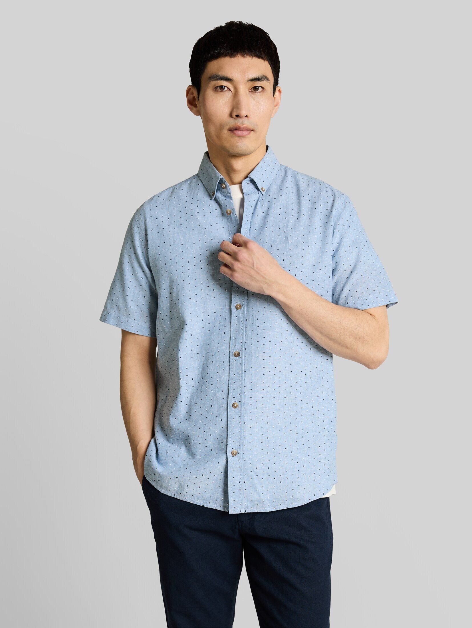 TOM TAILOR Kurzarmhemd Blusen & Shirts Regular Fit Kurzarmhemd mit Leinenanteil