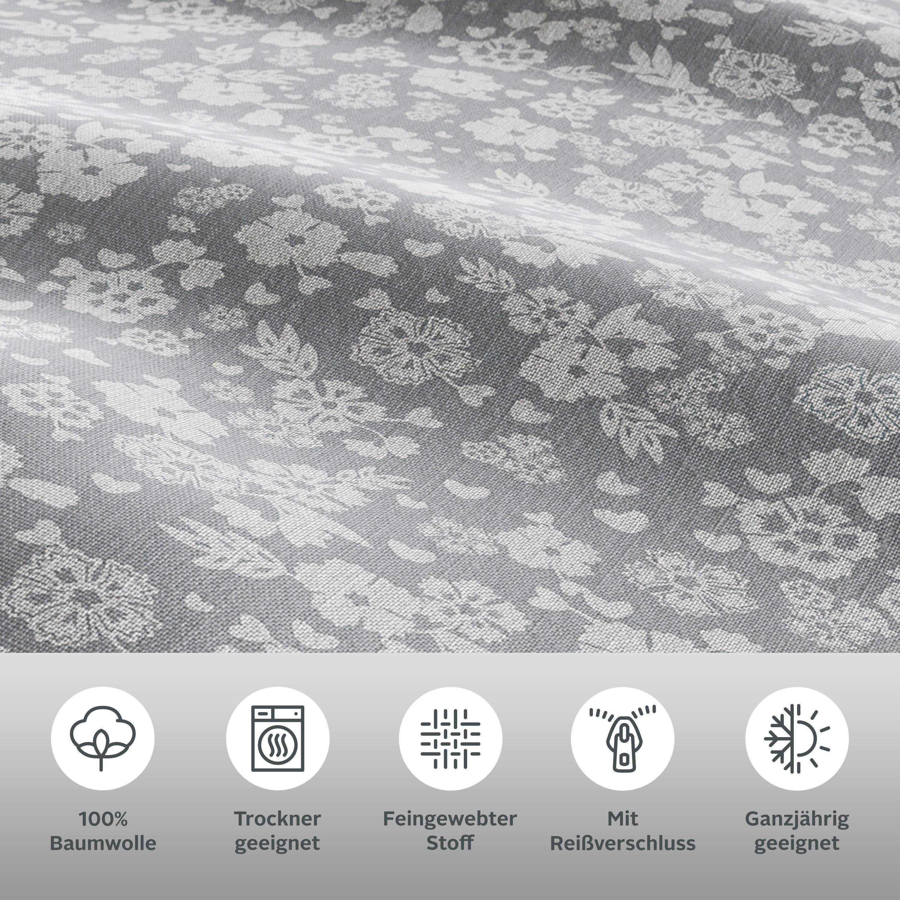 OTTO home Bettwäsche Mariby, Renforcé, 2 teilig, mit feinem Blümchen Design, skandinavisch, romantische Bettwäsche