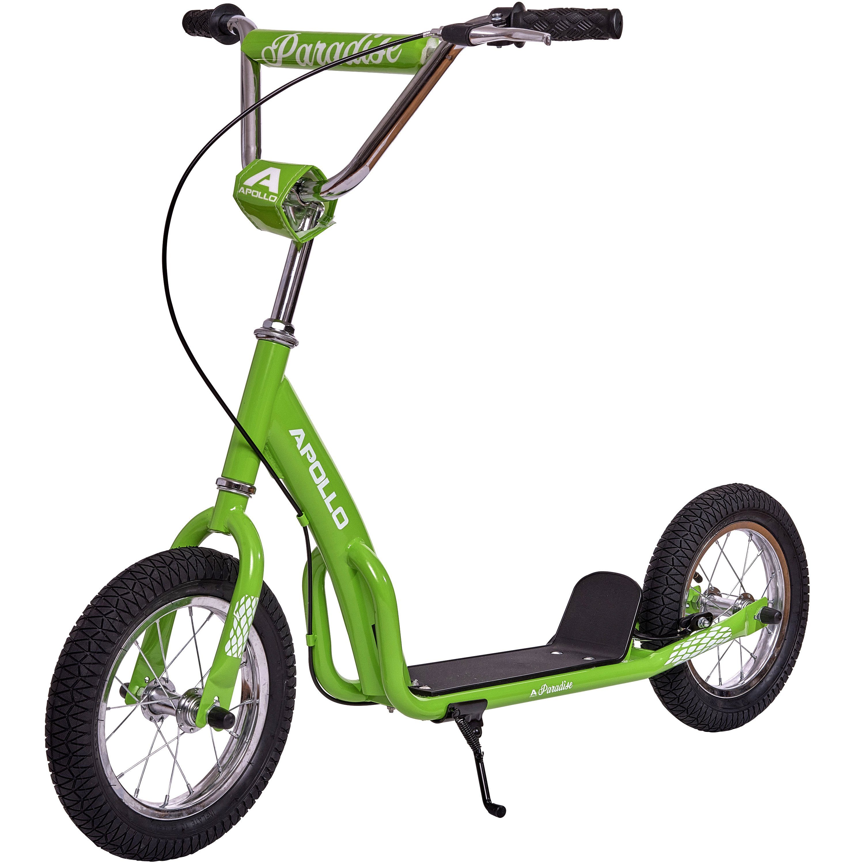 Luftreifen, mit für mit Zoll Jugendliche Scooter City Trittfläche Grün Tretroller extra Apollo Scooter 12,5 Retro breiter und Roller Paradise Kinder