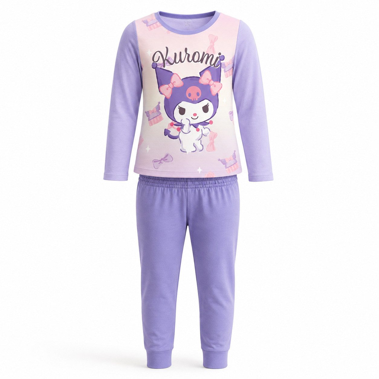 Hello Kitty Schlafanzug Hello Kitty Kuromi Mädchen Schlafanzug Langarm Pyjama Gr. 98–140 100% Baumwolle