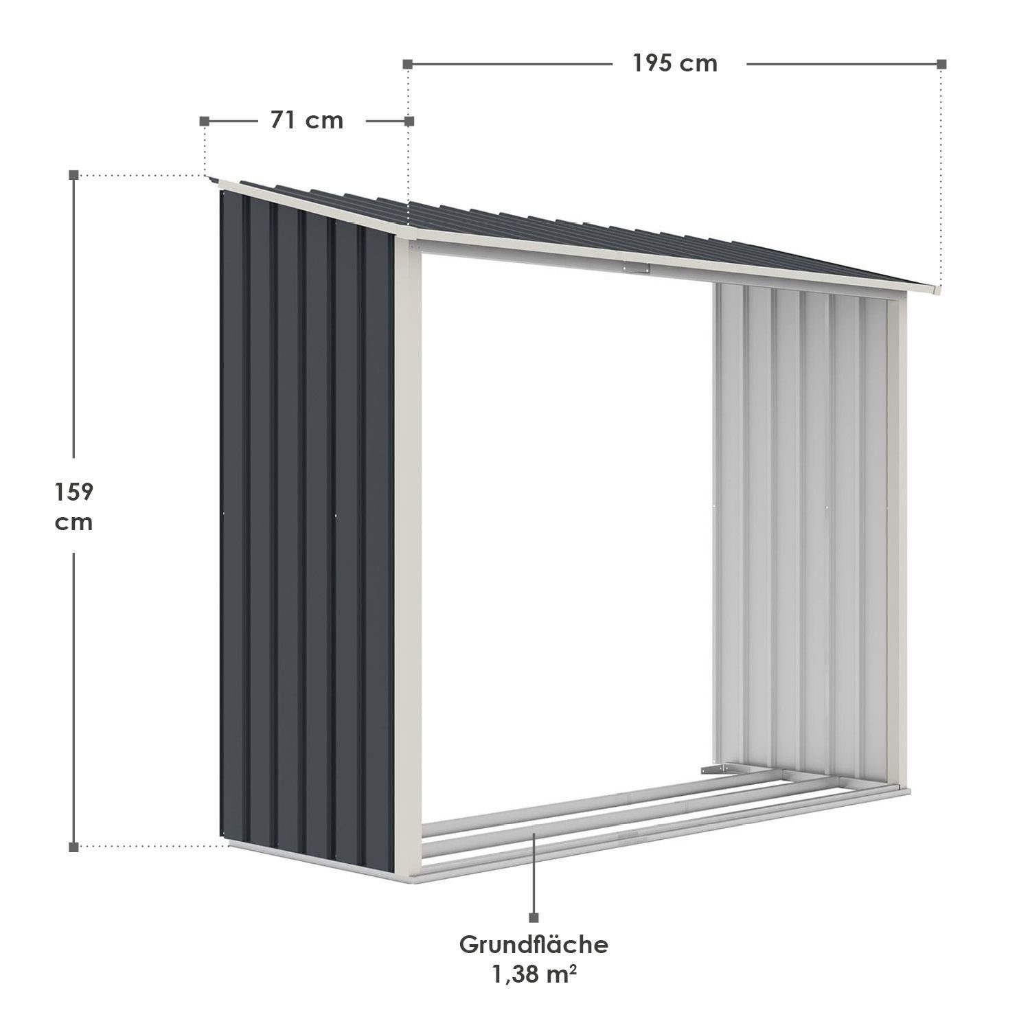 XL, 348x191 Juskys BxT: Holzunterstand Gartenhaus Fundamentrahmen, stabil cm, & mit wetterfest,