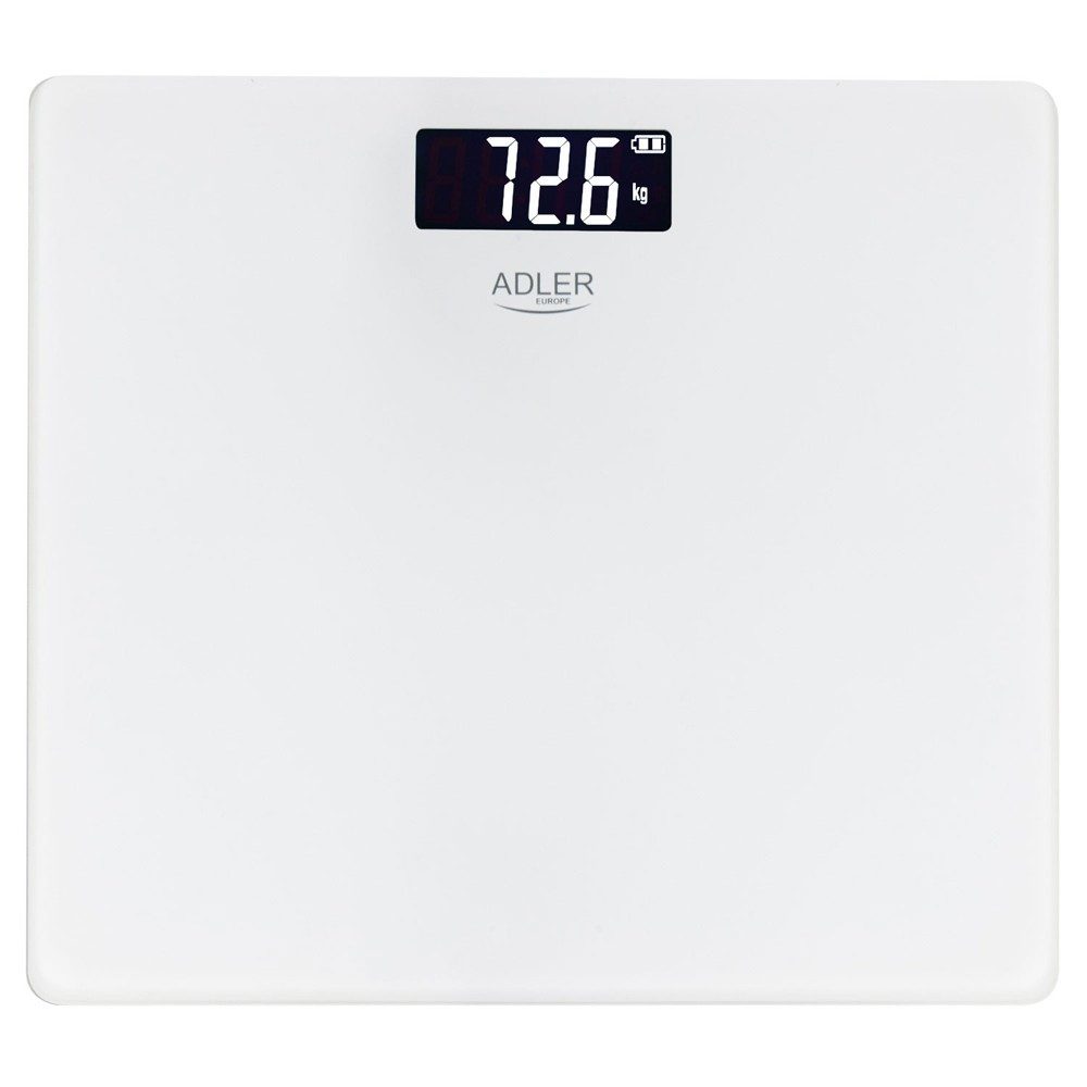 ADLER EUROPE Personenwaage AD 8194W Digital bis 180 kg, USB-C Akku Waage, Badwaage, Glaswaage für Bad, Körpergewicht, Schwarz