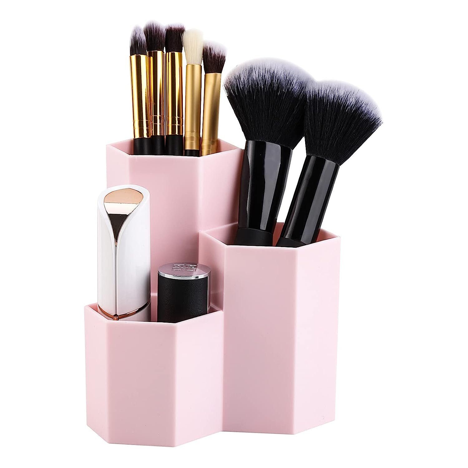 3 Zahnbürstenhalter Kosmetik-Pinsel-. Organizer, TUABUR Kunststoff, Schlitze, Rosa Make-up-PH,
