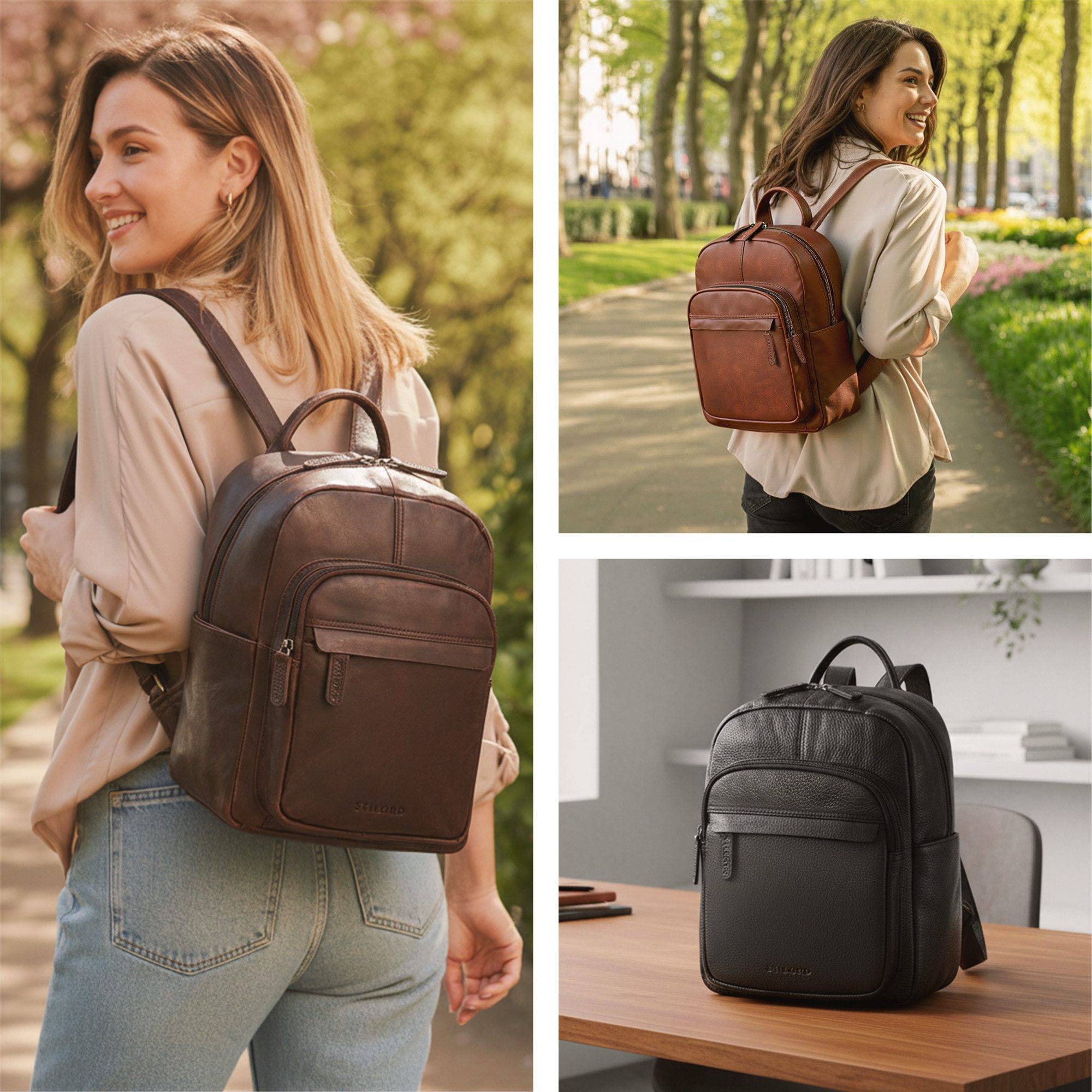 STILORD Cityrucksack "Dolores" Lederrucksack Damen Echtleder Klein