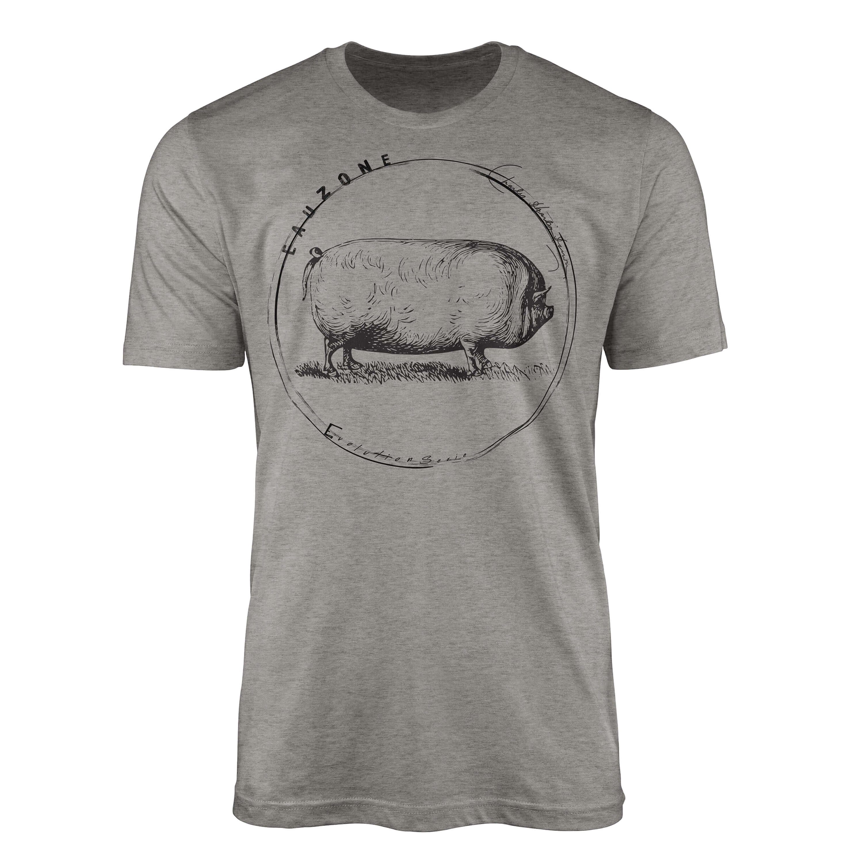 Sinus Art T-Shirt Evolution Herren T-Shirt Schwein Ash