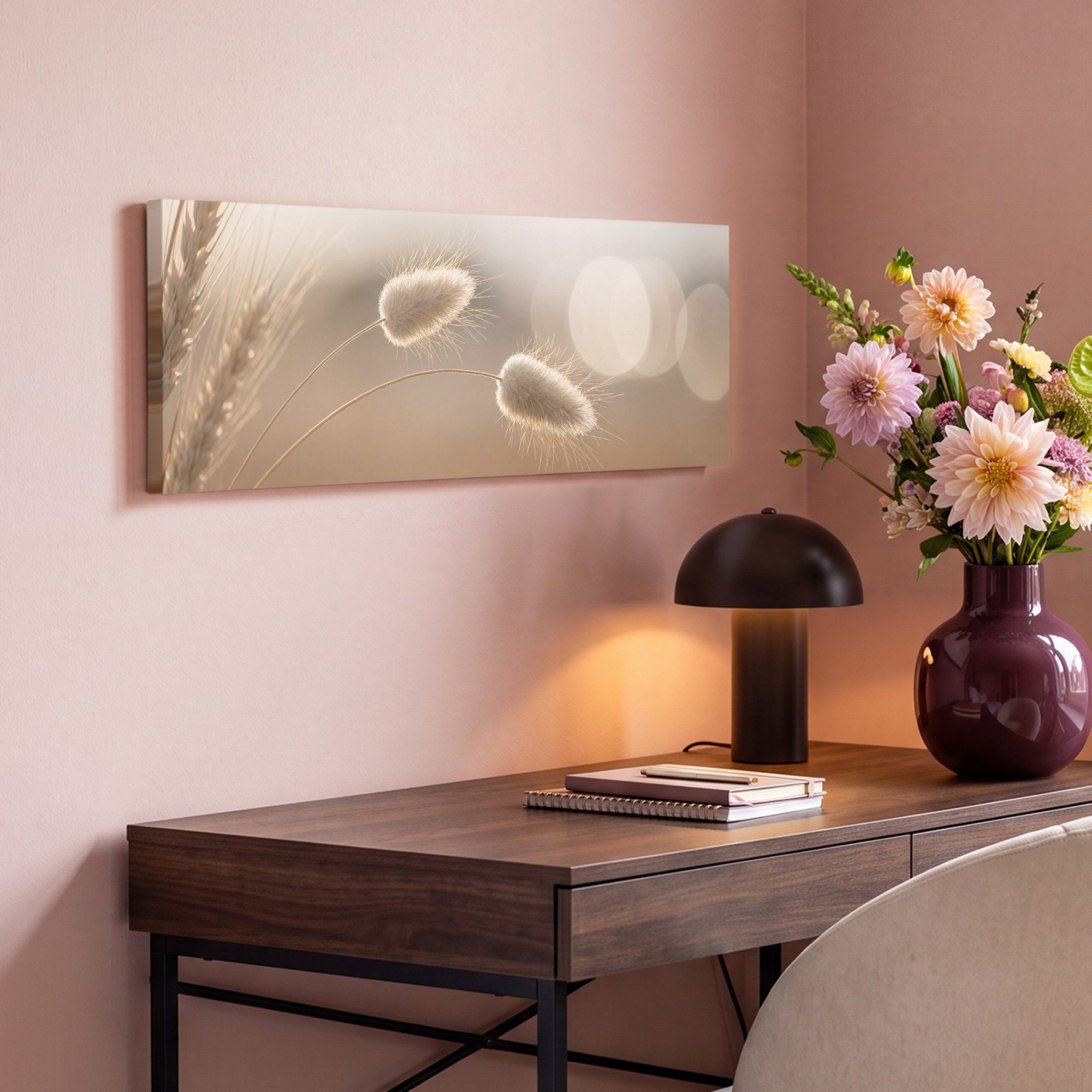 OneMillionCanvasses® Leinwandbild Panorama Dunstschwanzgras - Grannenhaare - Sonnenlicht, Fotodruck (1 St), Wandbild, Deko Schlafzimmer Wohnzimmer Flur 60x20 cm – Bild 4 von 5