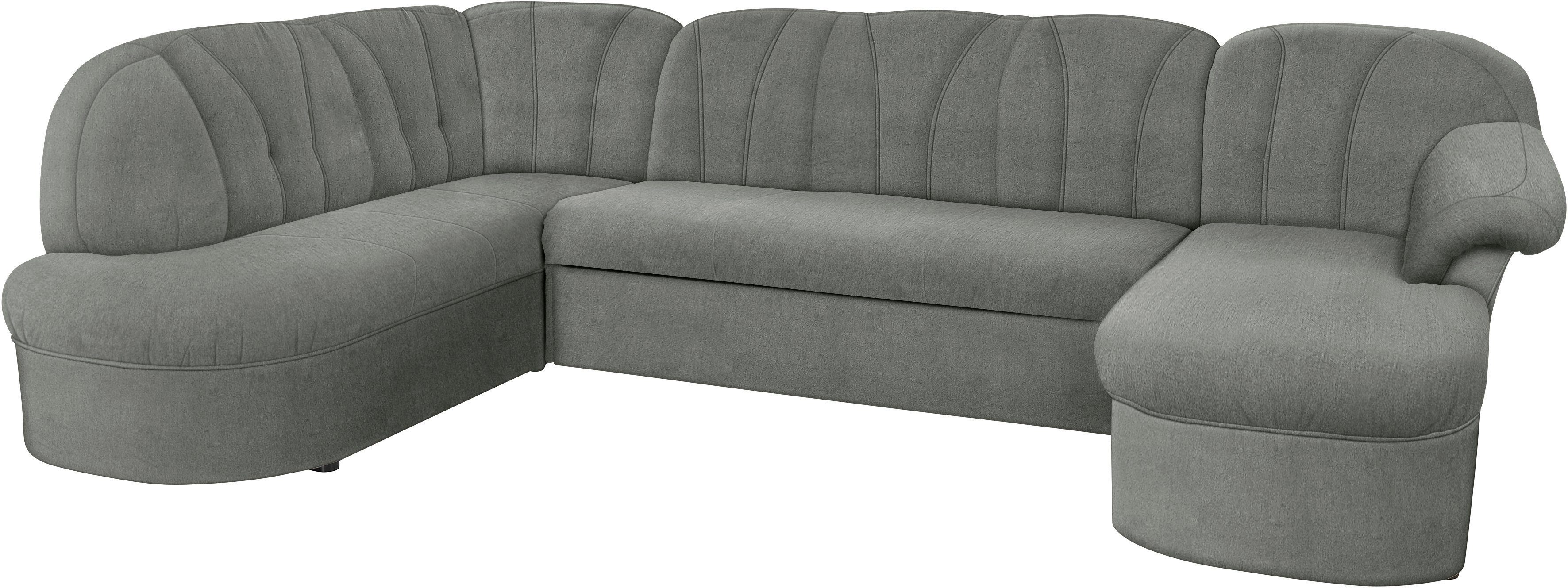 DOMO collection Wohnlandschaft Pegnitz, zeitlos&modern, elegante Rückensteppung, Breite 292cm, U-Form, wahlweise mit Bettfunktion