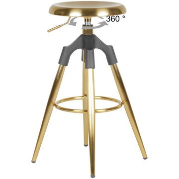 Lomadox Barhocker, 360°-drehbar, goldfarben im Industrial-Stil, B/H/T ca. 53/80/53cm