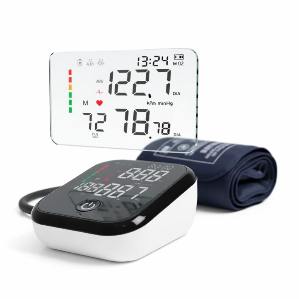 IEA Medical Oberarm-Blutdruckmessgerät Oberarm-Blutdruckmessgerät ZK-B882, TÜV-zertifiziert, kratzfestes Display, Farbindikator, für 2 Nutzer