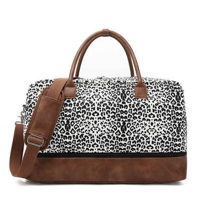S-ZONE Reisetasche, Damen Leopardenmuster Segeltuch Reisetasche mit Schuhfach