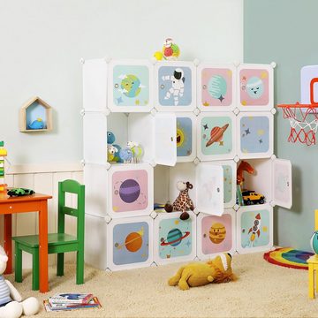 SONGMICS Spielzeugtruhe Kinderregal, mit 15 Würfeln, 153 x 31 x 153 cm