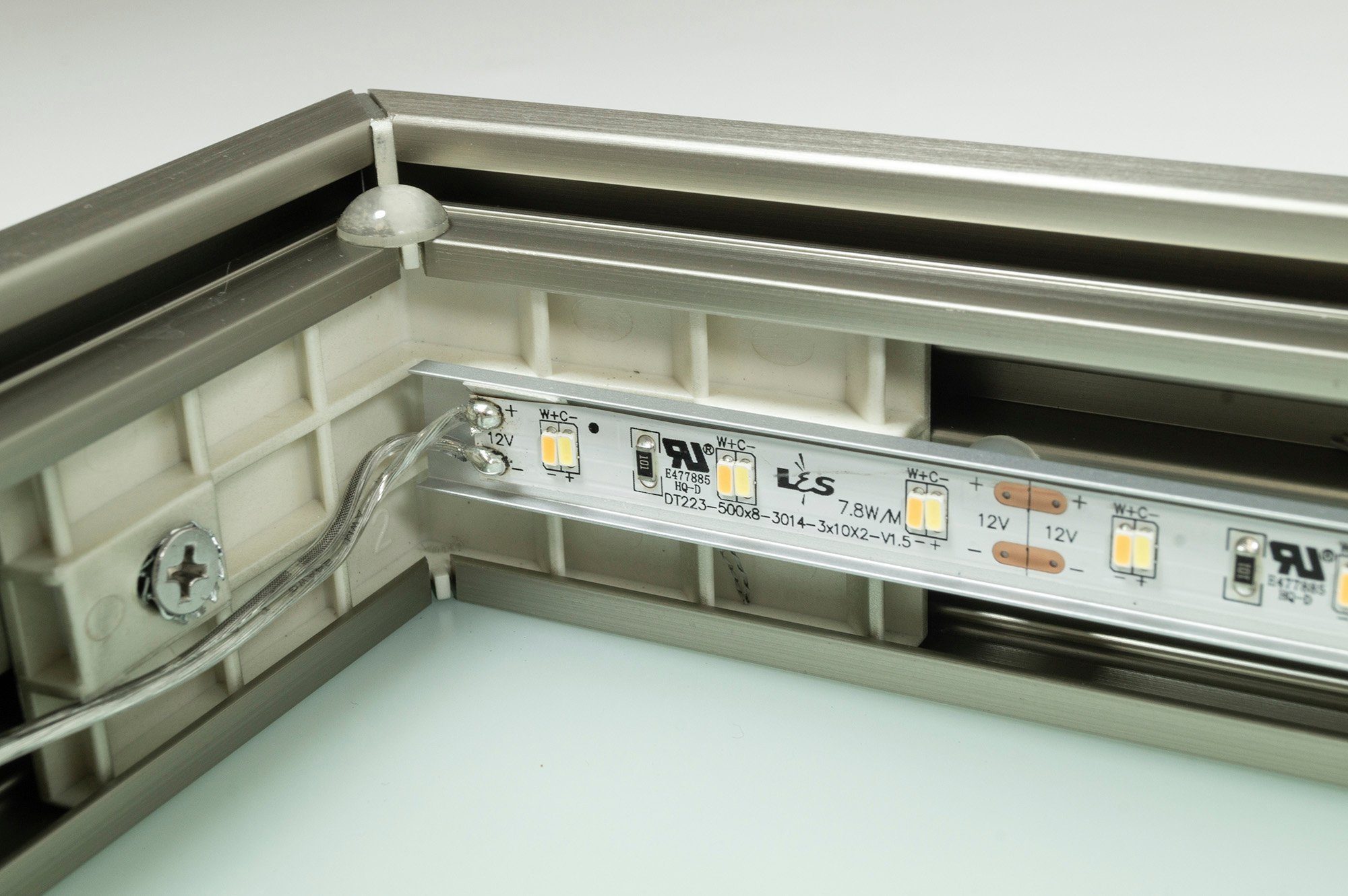 L&S LED Wandleuchte 3er SET LED Glasbodenleuchte Edelstahloptik Fernbedienung