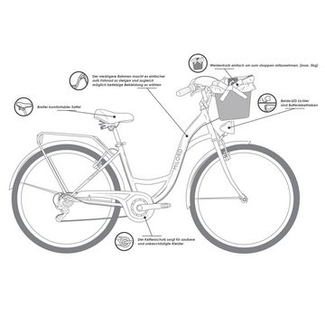 MILORD BIKES Cityrad Milord Komfort City Fahrrad Korb Jugendrad, 24 Zoll, Weiß, 21-Gang, 21 Gang, Kettenschaltung